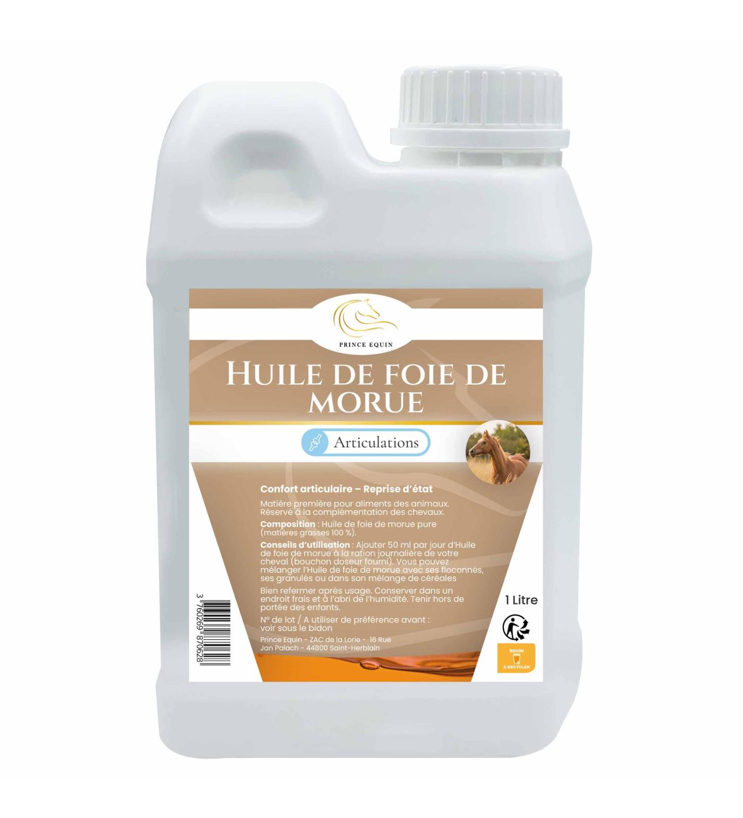 PRINCE EQUIN - COD LIVER OIL - Horse nutritional supplement - 1 L bottle - Joints - Horse condition recovery - Immunity - Sou - Buy Online on GoSupps.com