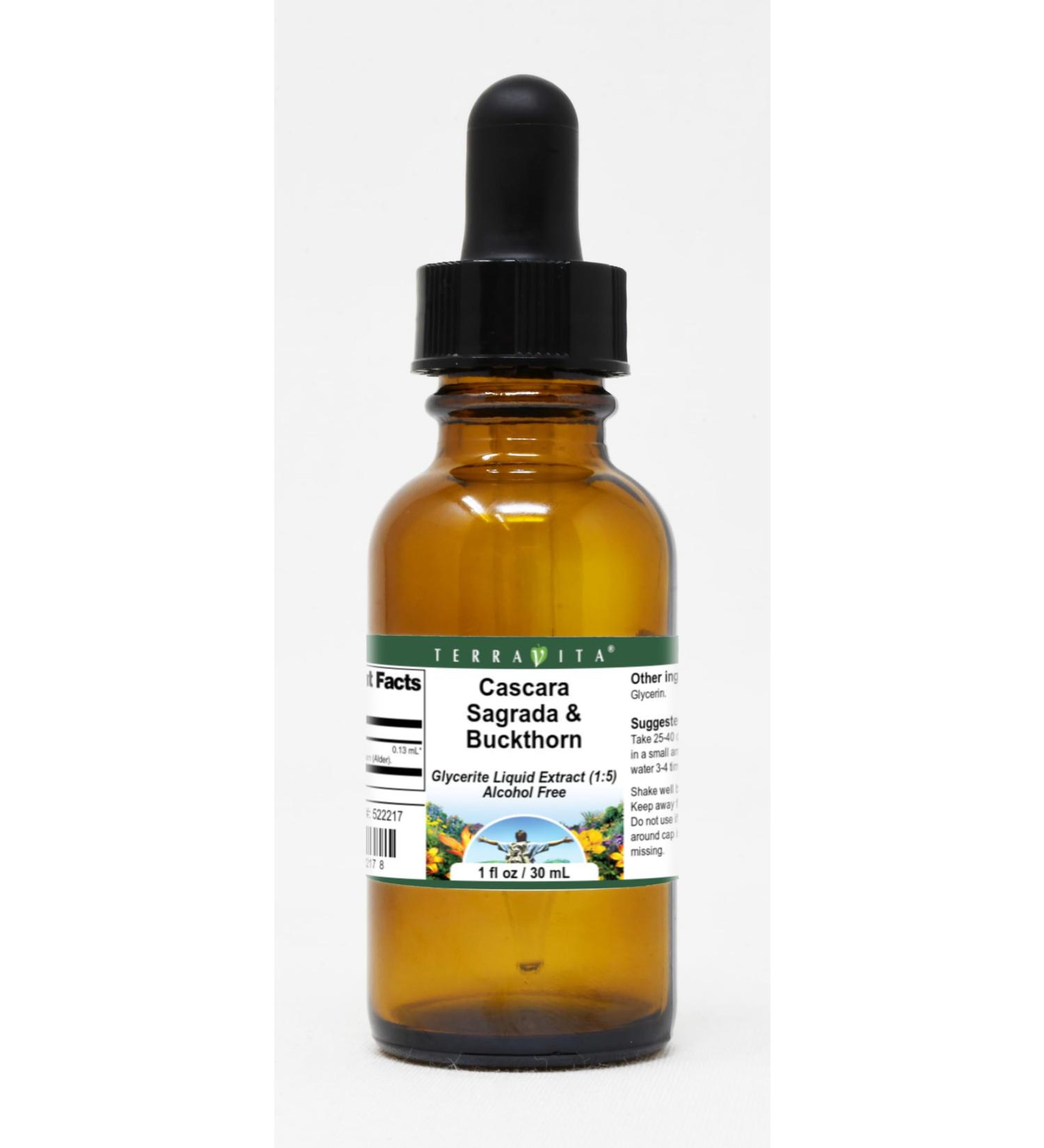 Cascara Sagrada & Buckthorn Glycerite Extract - 1 oz Liquid for Digestive Health | No Flavor | International Shipping Available - Buy Online on GoSupps.com