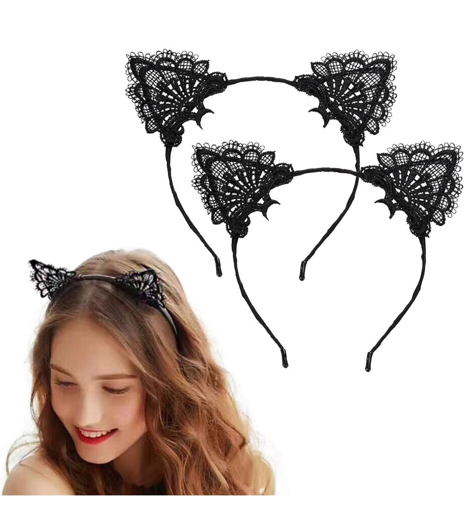 Buy SUNTRADE Cat Ear Lace Headbands 2 Pieces | Stylish Accessories for All Occasions International Shipping Available - Buy Online on GoSupps.com