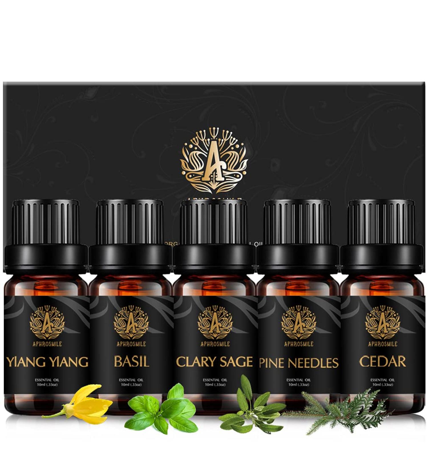 100% Pure Cedar Essential Oil Set for Diffuser Aromatherapy Ylang Ylang Essential Oil Kit for Home 5x10ml 100% Pure Basil Essential Oils Set - Clary Sage Pine Needles Oils for Air Freshener - Buy Online on GoSupps.com