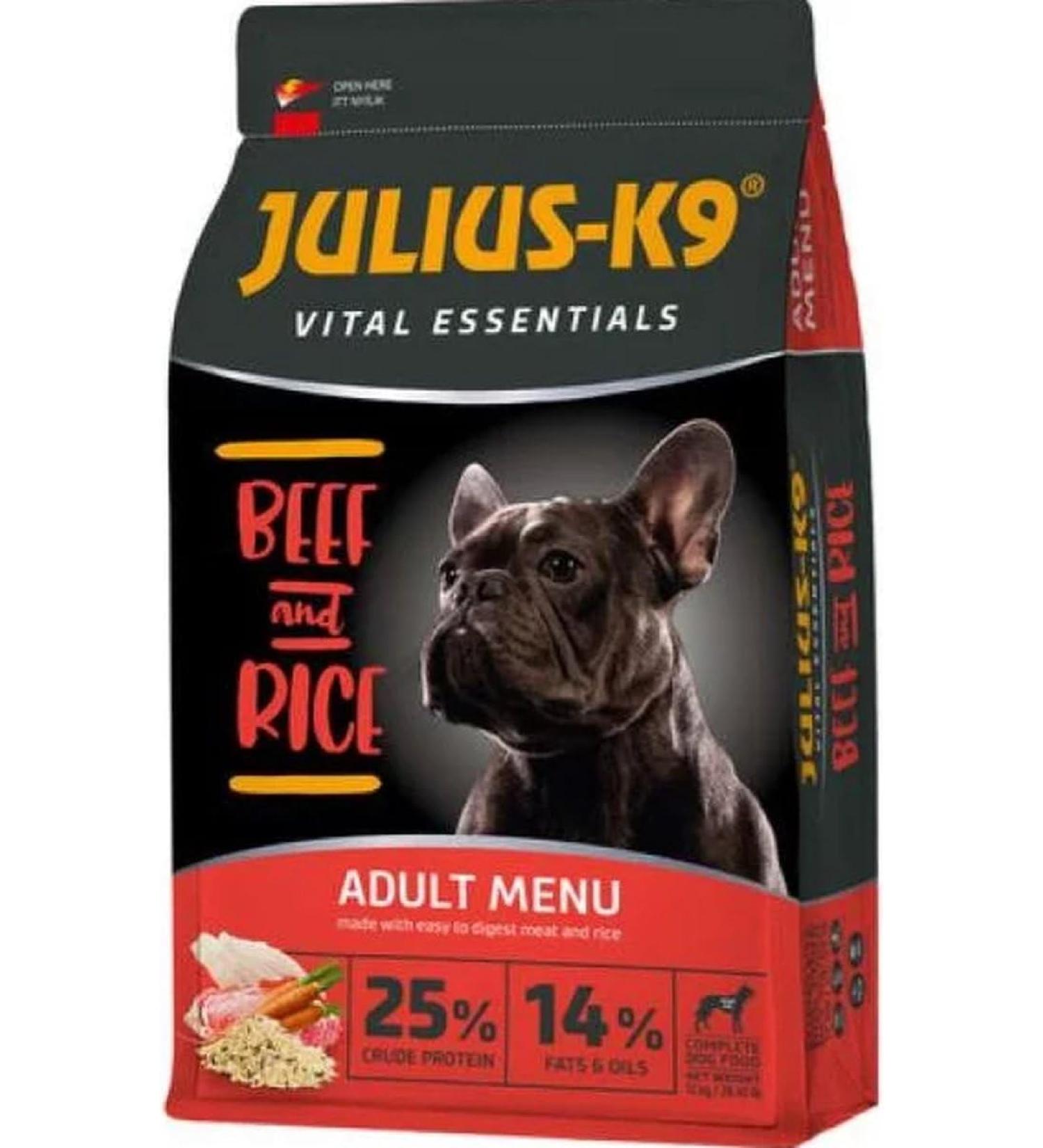 Julius-K9 - Beef & Rice - Adult Dog Food - Beef and Rice Based Dog Food - Suitable for All Small Breeds - 3 kg - Buy Online on GoSupps.com