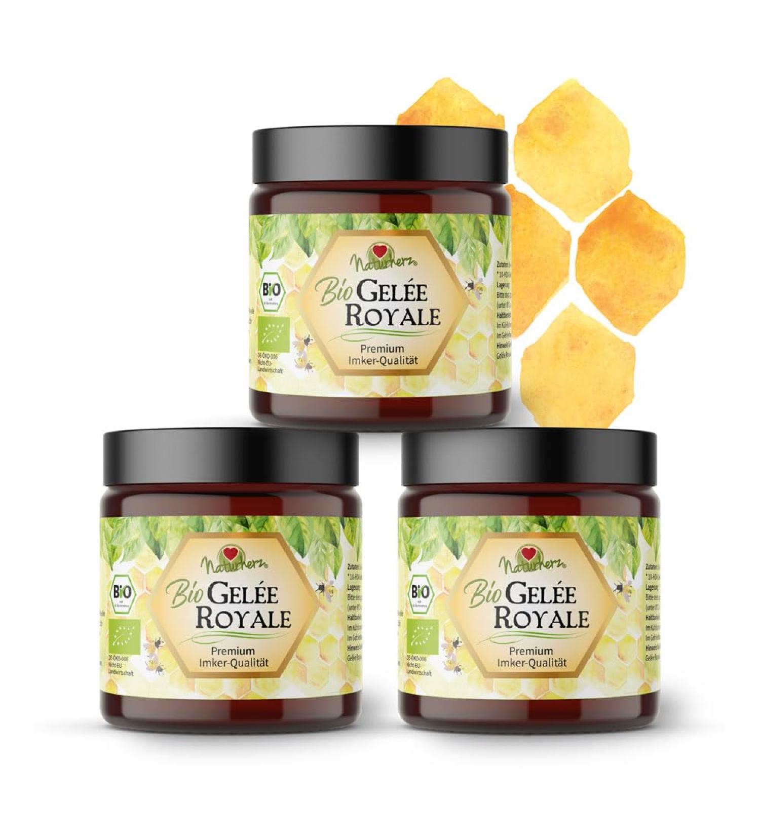  Naturherz Royal Organic Jelly | Premium Beekeeping Grade Fresh Jelly | No Additives | Original Natural Heart (3 x 100g) - Buy Online on GoSupps.com