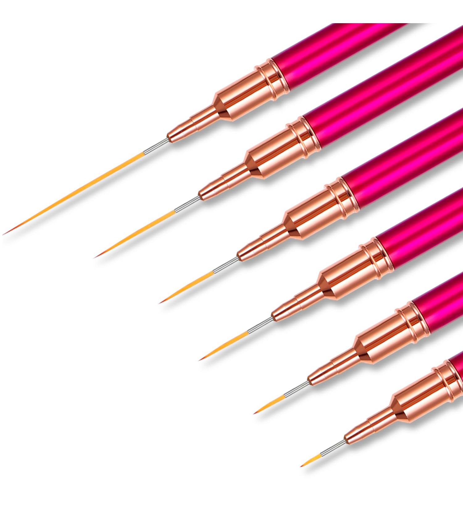 6 Pcs Nail Liner Brush Set - Detail Thin Brushes for Nail Art Acrylic Painting & Design | Fine Dotting Tools (Sizes 5/7/9/11/15/25mm - Buy Online on GoSupps.com