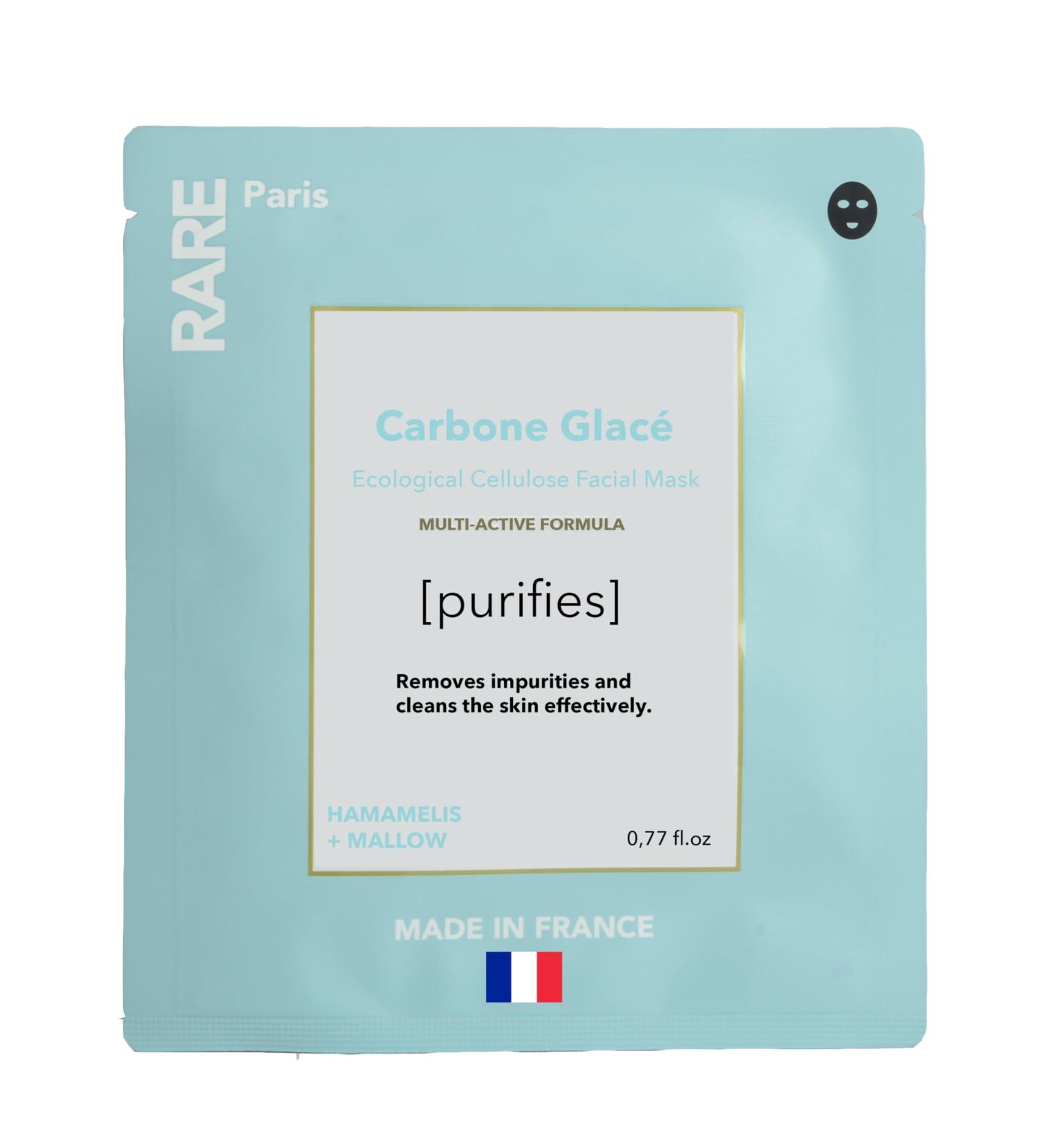 Carbone Glac Purifying Facial Mask | Revitalizing Carbon Black Sheet Mask with Hamamelis & Mallow | Made in France - 1 Sheet - Buy Online on GoSupps.com