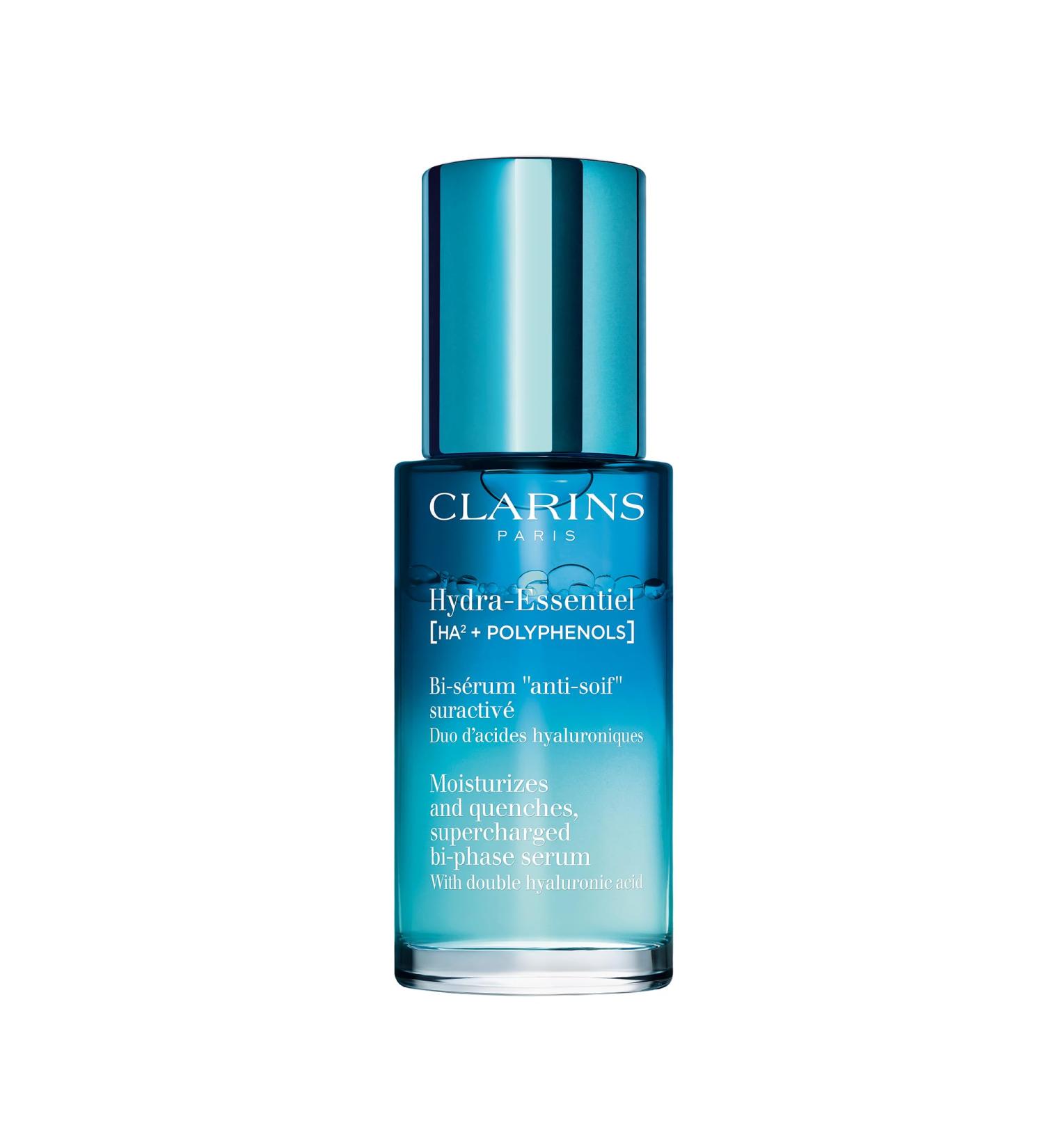 Clarins Hydra-Essentiel Bi-Phase Face Serum | Intense Hydration | 24H Moisture | Hyaluronic Acid | Lightweight Formula for All Skin Types | 1 Fl Oz - Buy Online on GoSupps.com