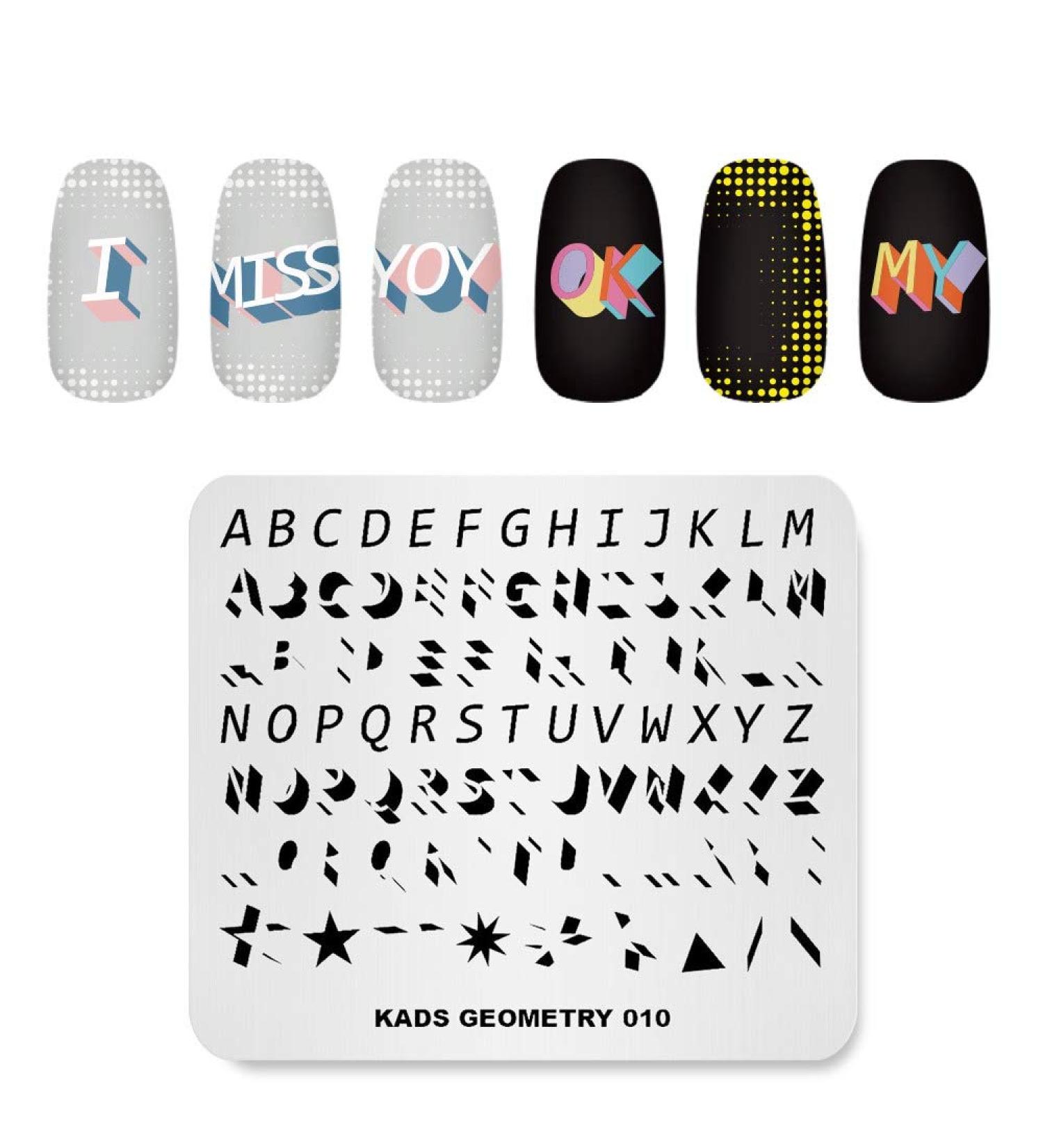Geometry & Words Nail Stamping Plate - Multi-Pattern Stamp Template for Nail Art - GE010 - Buy Online on GoSupps.com
