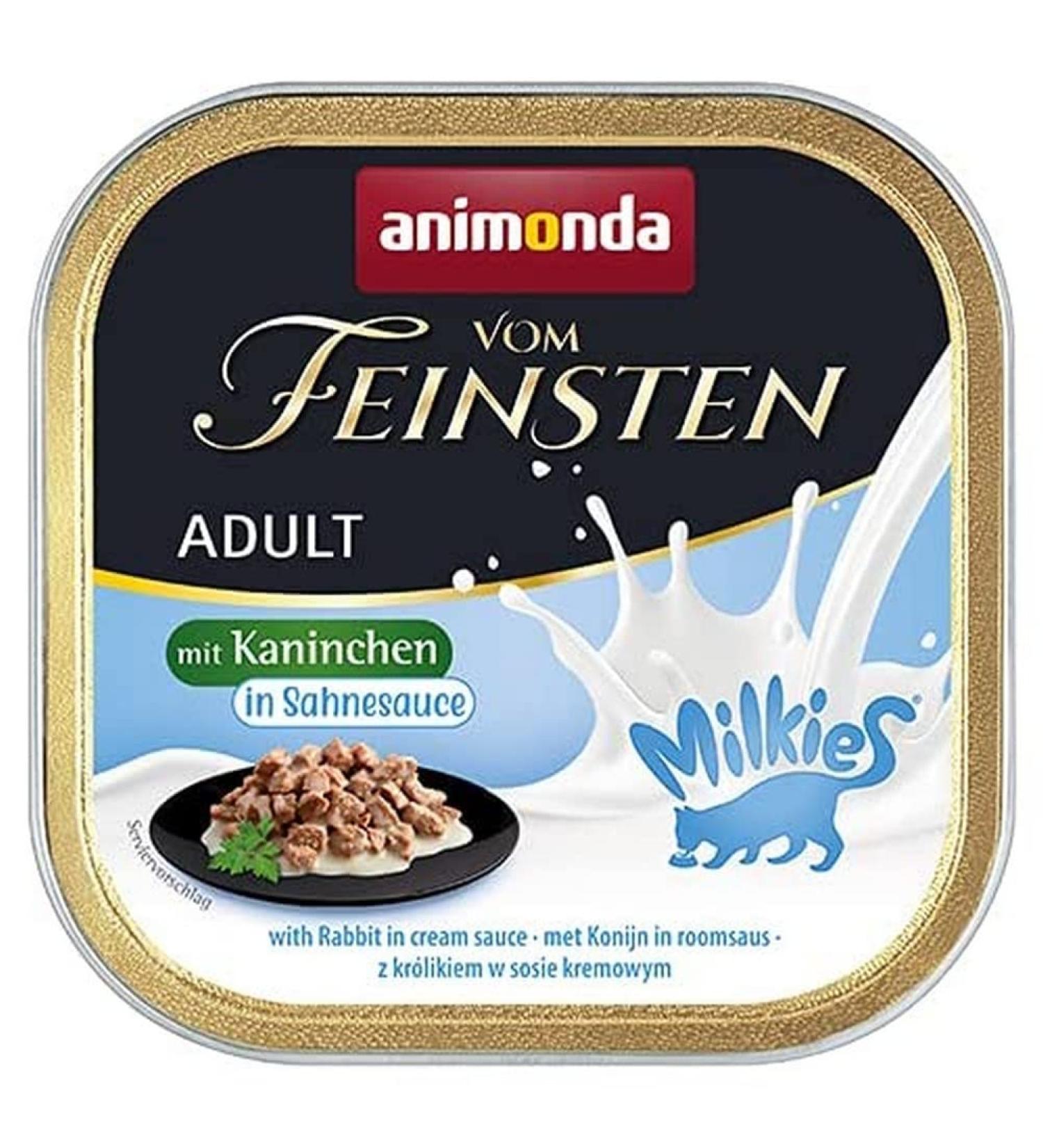 animonda Vom Feinsten Milkies Adult cat food wet food for adult cats with rabbit in cream sauce 32 x 100 g