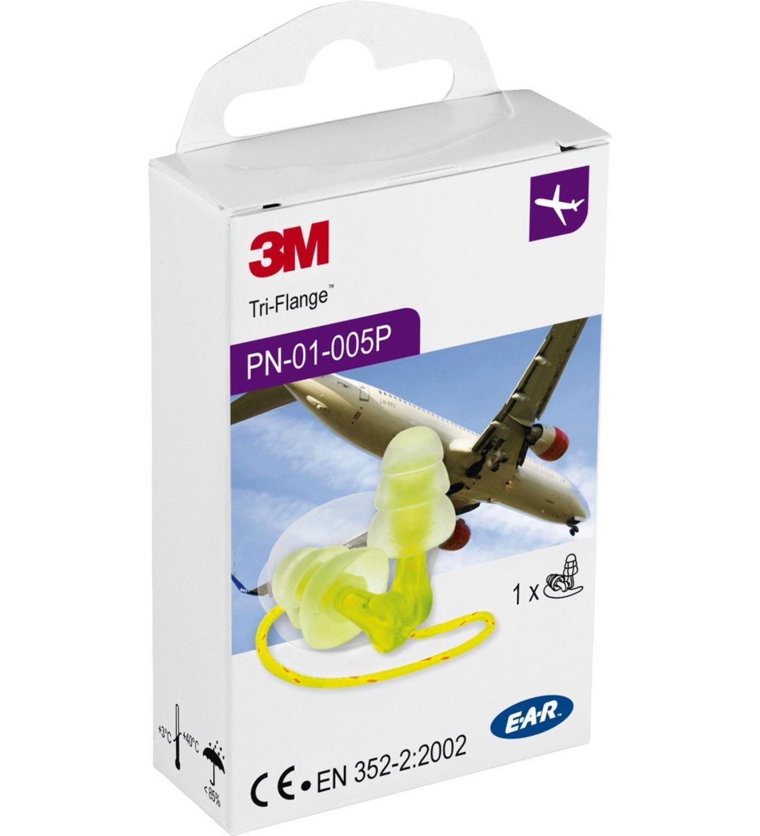 EAR PN01005P TRI-FLANGE earplugs SBR 29 dB ideal for travel yellow protection for travel