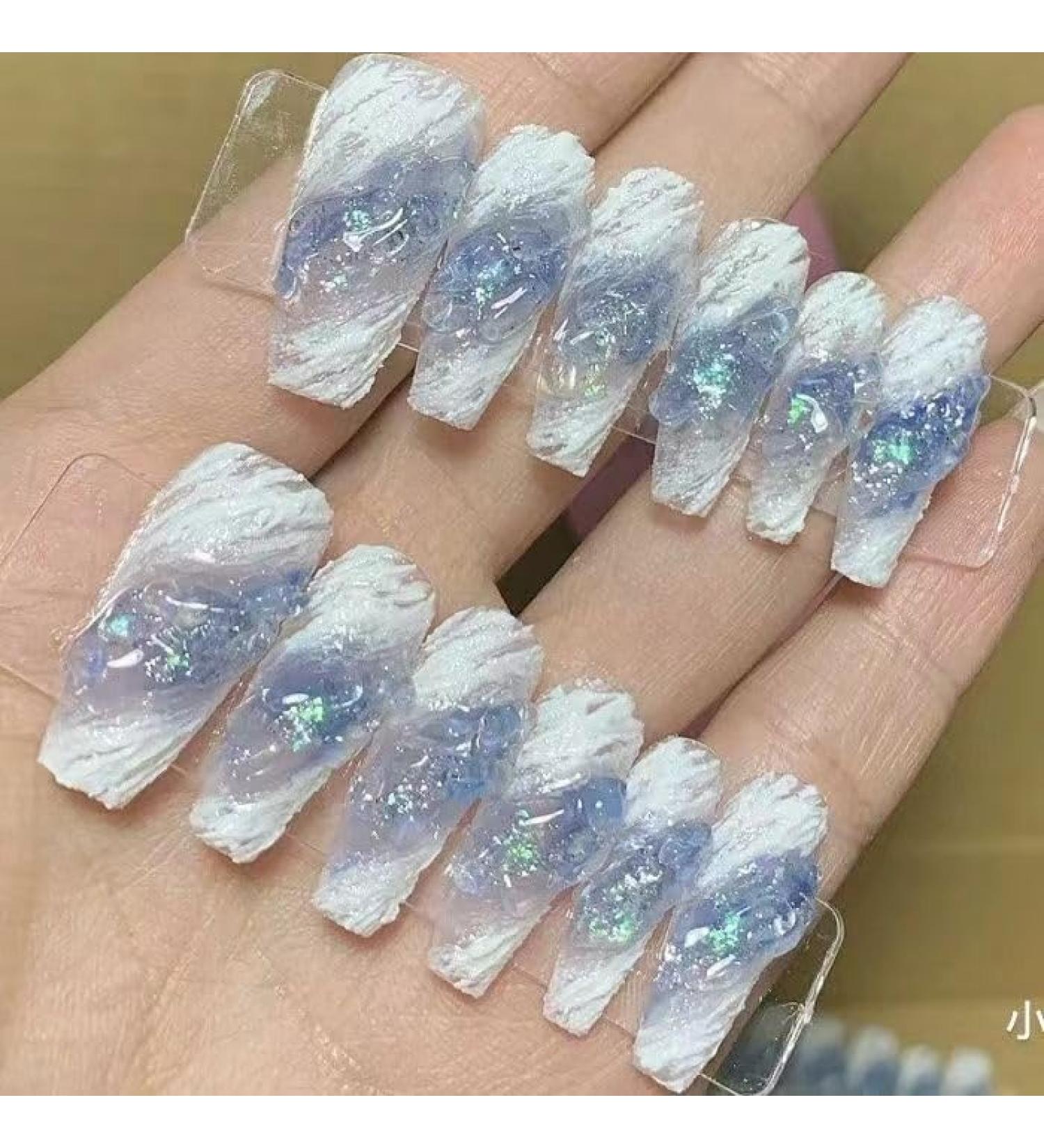 Temperament-enhancing manicure manicure hand-wearing and nail-wearing in ocean color nail-dressing in wind and nail-dressing.(S)