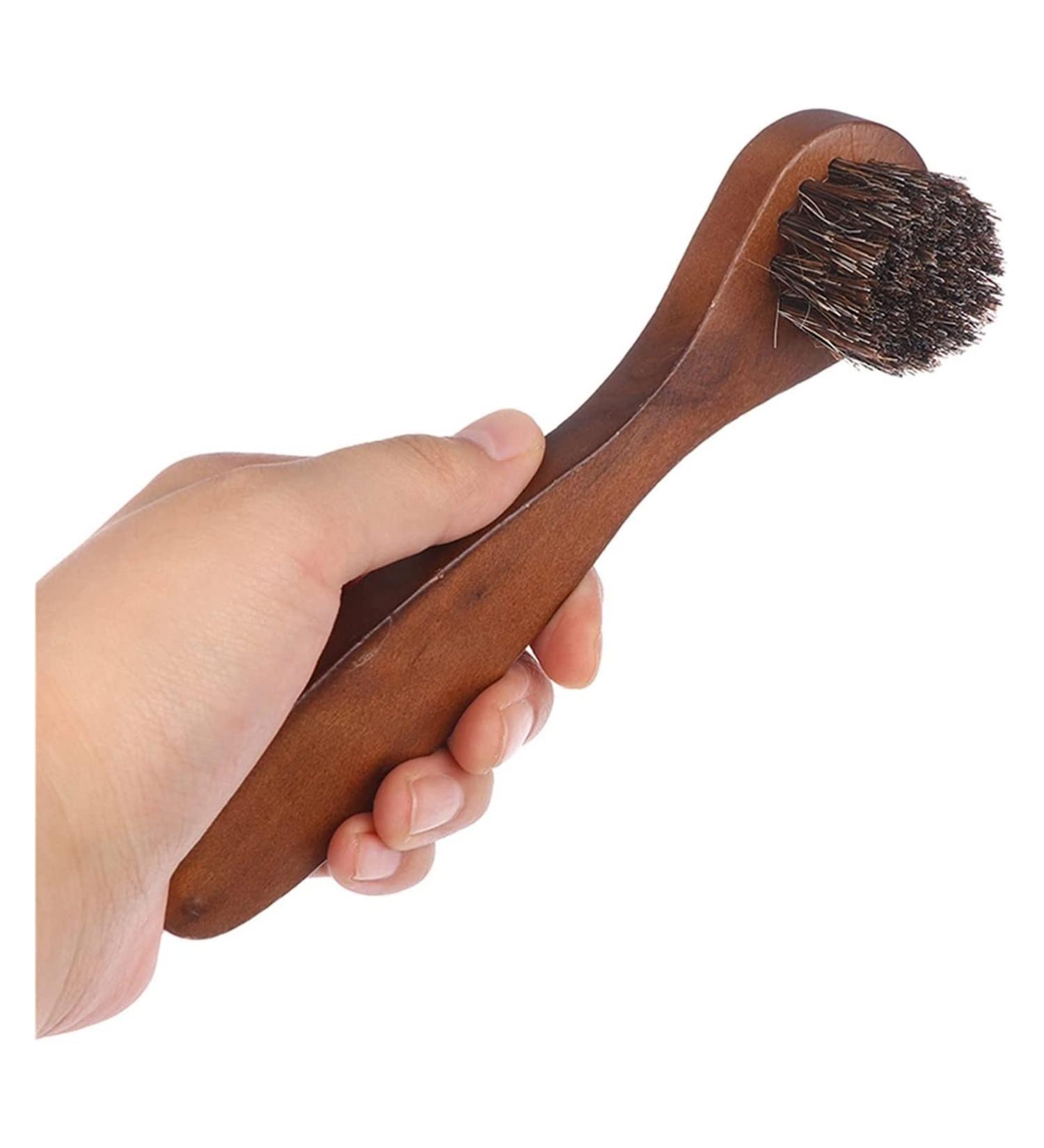 Home Shoes Brushes New 7.5cm Long Wood Handle Bristle Horse Hair Brush Shoe Polish Shine Cleaning Supplies Bathroom Tool Brush Onecolor - Buy Online on GoSupps.com