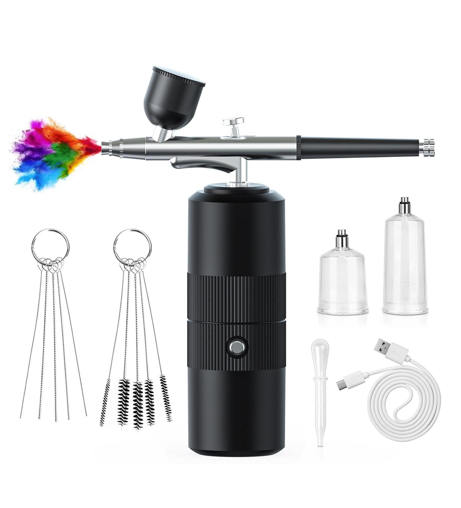 QUR 1 Set Black Oxygen Injector Protable Airbrush for Nails Art Paint Air Compressor Nano Fog Mist Spray Manicure DIY Cake Sprayer - Buy Online on GoSupps.com