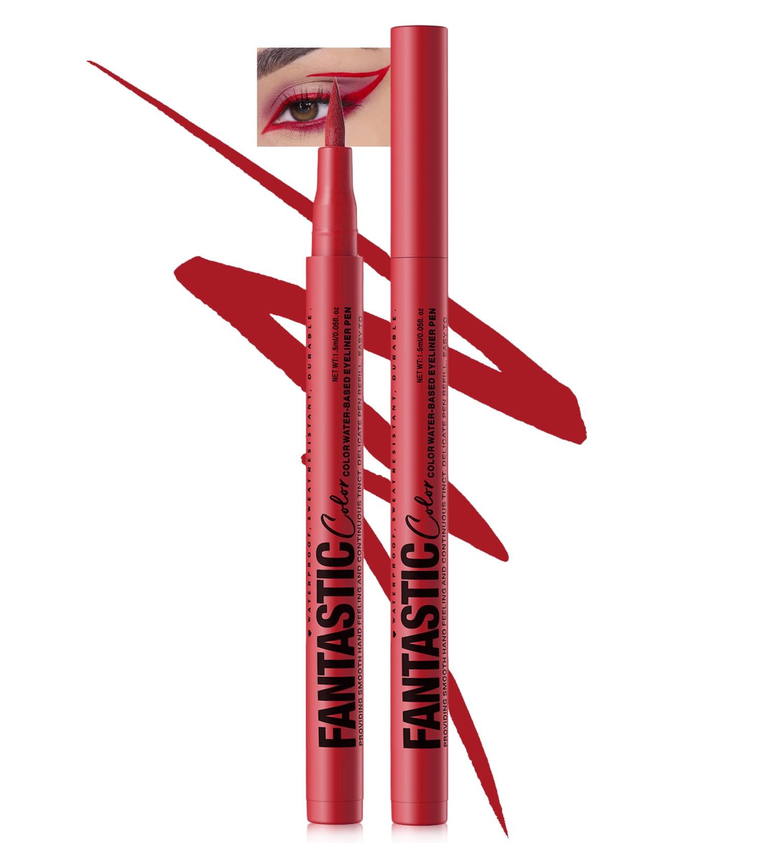  LYSdefeu Liquid Eyeliner Matte Waterproof Eyeliner Pen Colorful Eyeliner Pen 24 Hour Life + Pigmented with Long Lasting Smudge-Proof Ultra Pigmented Quick Dry Defined Line Creation Red - Buy Online on GoSupps.com