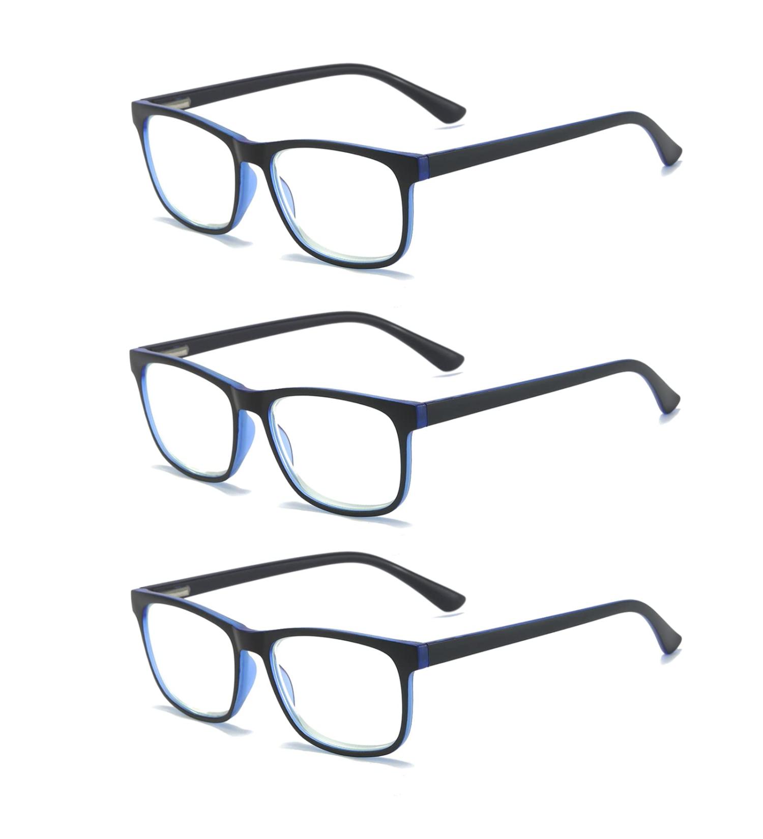 MMOWW 3-Pack Reading Glasses for Men & Women | Anti-Blue Light Computer Glasses with Spring Hinges - +3.0 Power - Buy Online on GoSupps.com