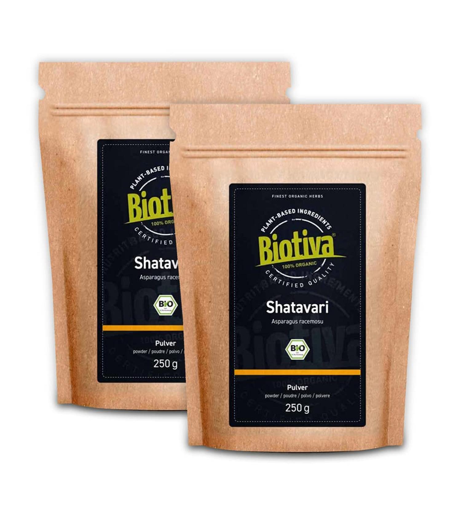 Buy Shatavari Powder Bio 500G (2x250g) - Authentic Indian Asparagus Racemosus - Certified Ayurveda Quality - Fast International Shipping - Biotiva - Buy Online on GoSupps.com
