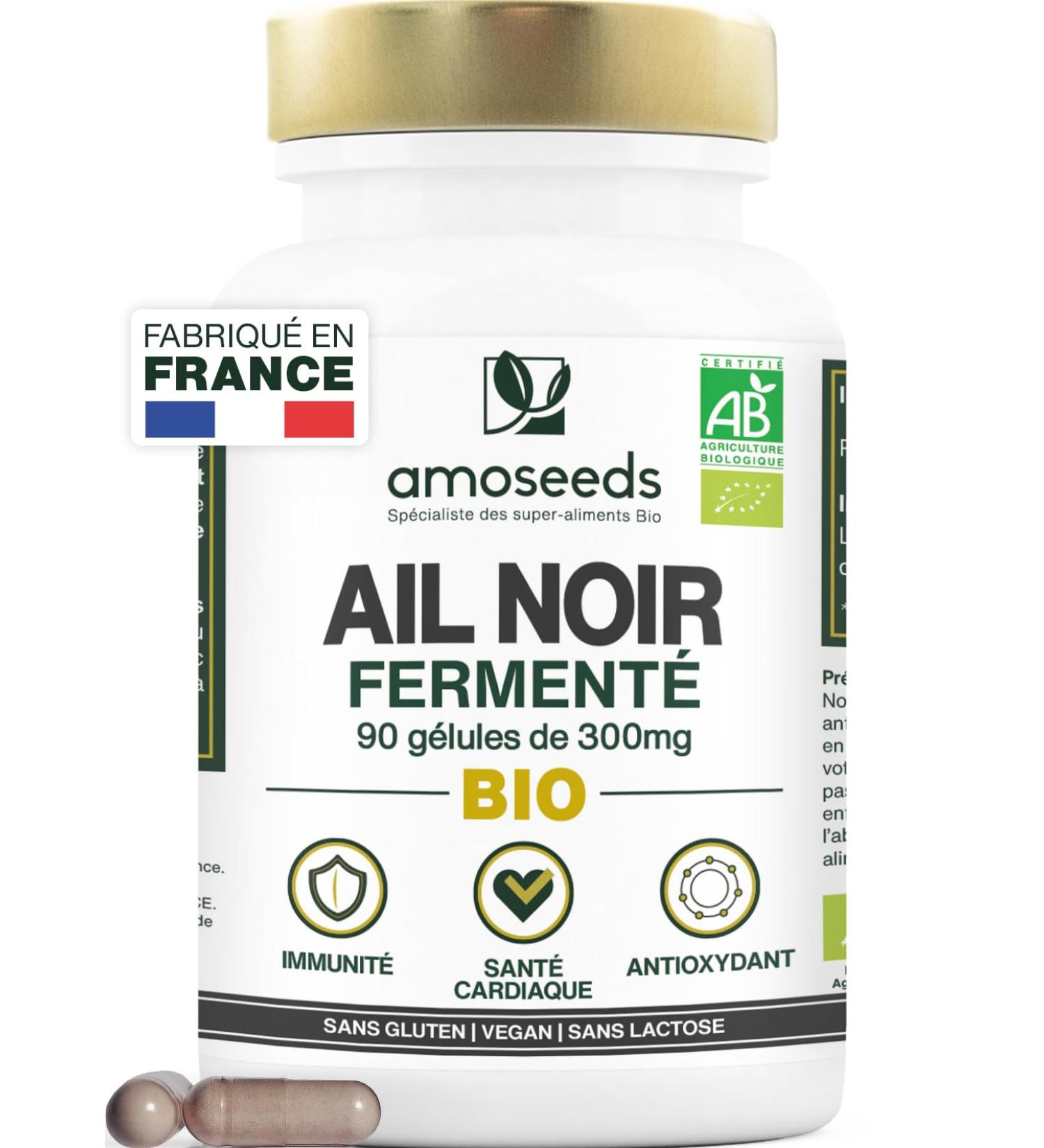 Organic Fermented Black Garlic | Extra Strong 900mg/Day | Contains S-Allylcysteine | Heart Health Blood Circulation Immunity | Superior Quality | Made in France - Buy Online on GoSupps.com