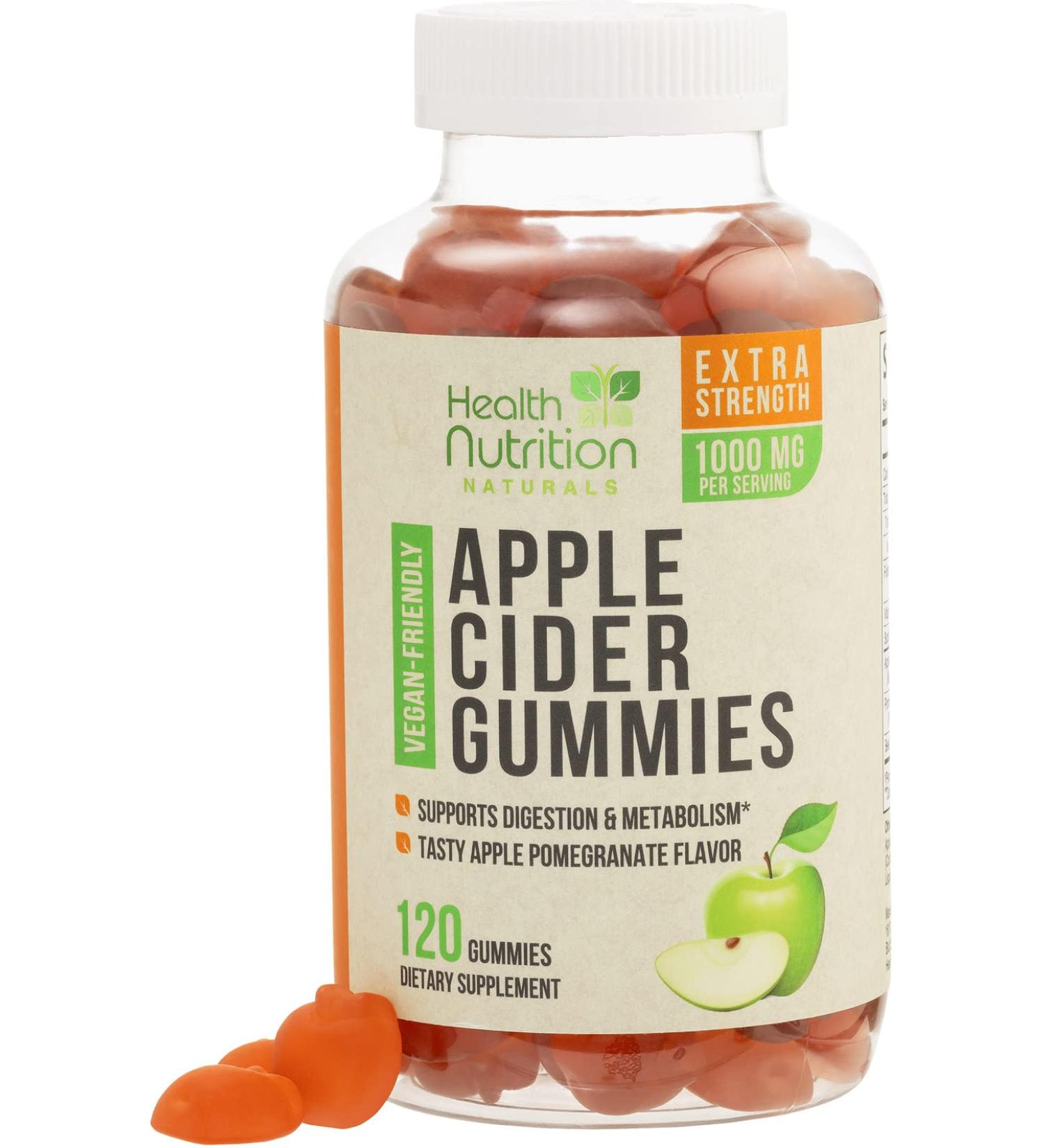 Vegan Apple Cider Vinegar Gummies 1000mg - Detox Cleanse & Immune Support | Gluten-Free Non-GMO Keto Supplement with B12, Folic Acid | 120 Gummies (60 Day Supply) - Buy Online on GoSupps.com