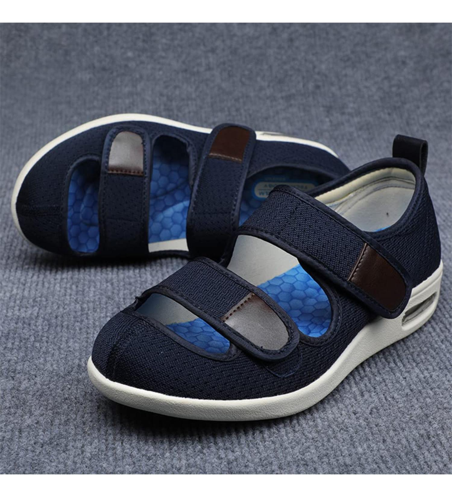 Orthopedic Diabetic Shoes for Women with Bunions | Adjustable Extra Wide Men's Shoes for Swollen Feet | Arthritis & Edema Relief | Dark Blue (38EU) - Buy Online on GoSupps.com