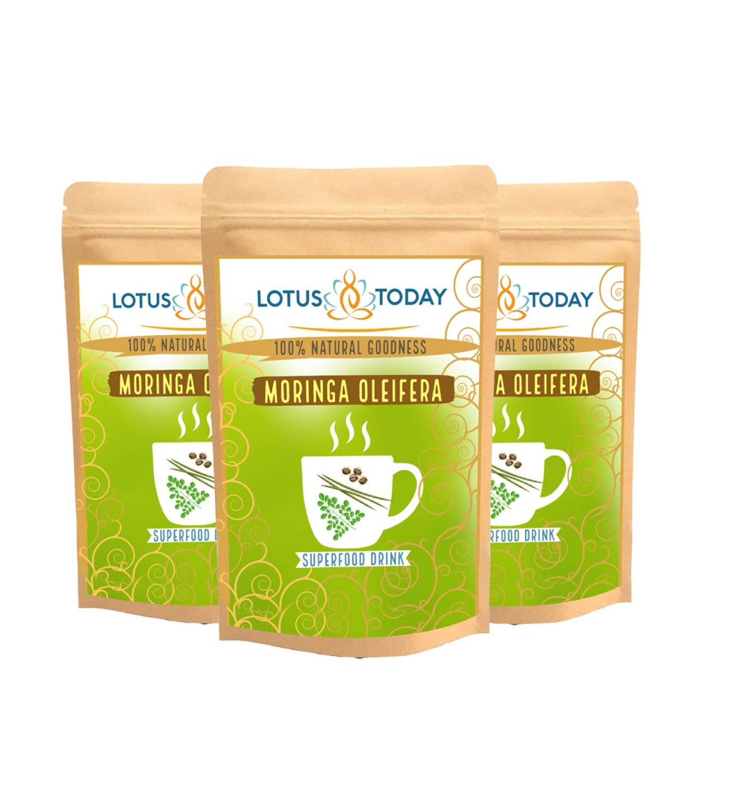 Moringa Tea Caffeine Free Energy Boost Herbal Tea Loose Supergreen Leaves 85g - Buy Online on GoSupps.com