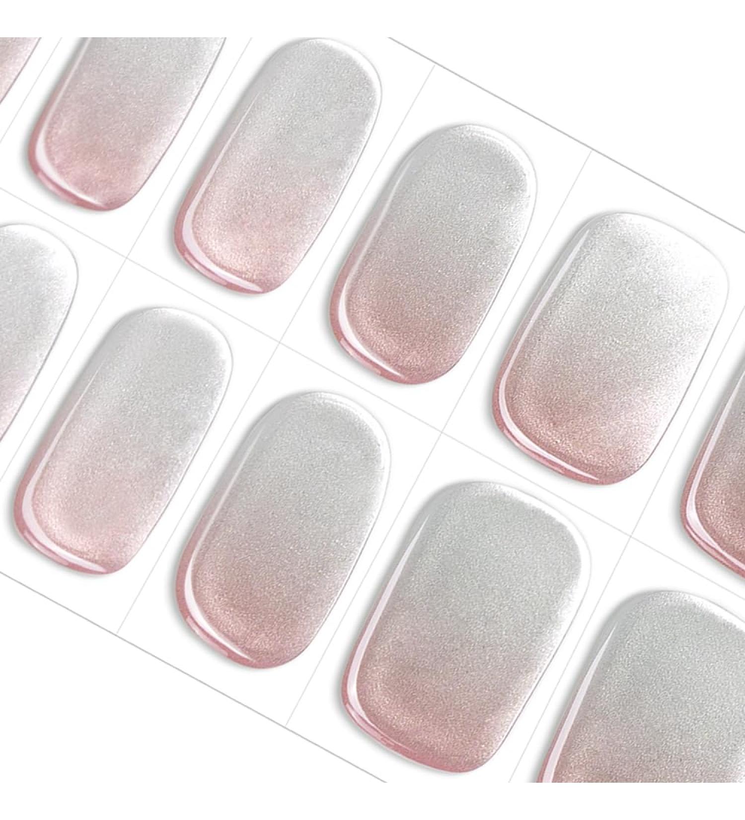 Danni & Toni Blushing Reflection Half-Hardened Gel Nail Films | Pink Mirror Nail Sticker Wraps - 28 Pack - Buy Online on GoSupps.com