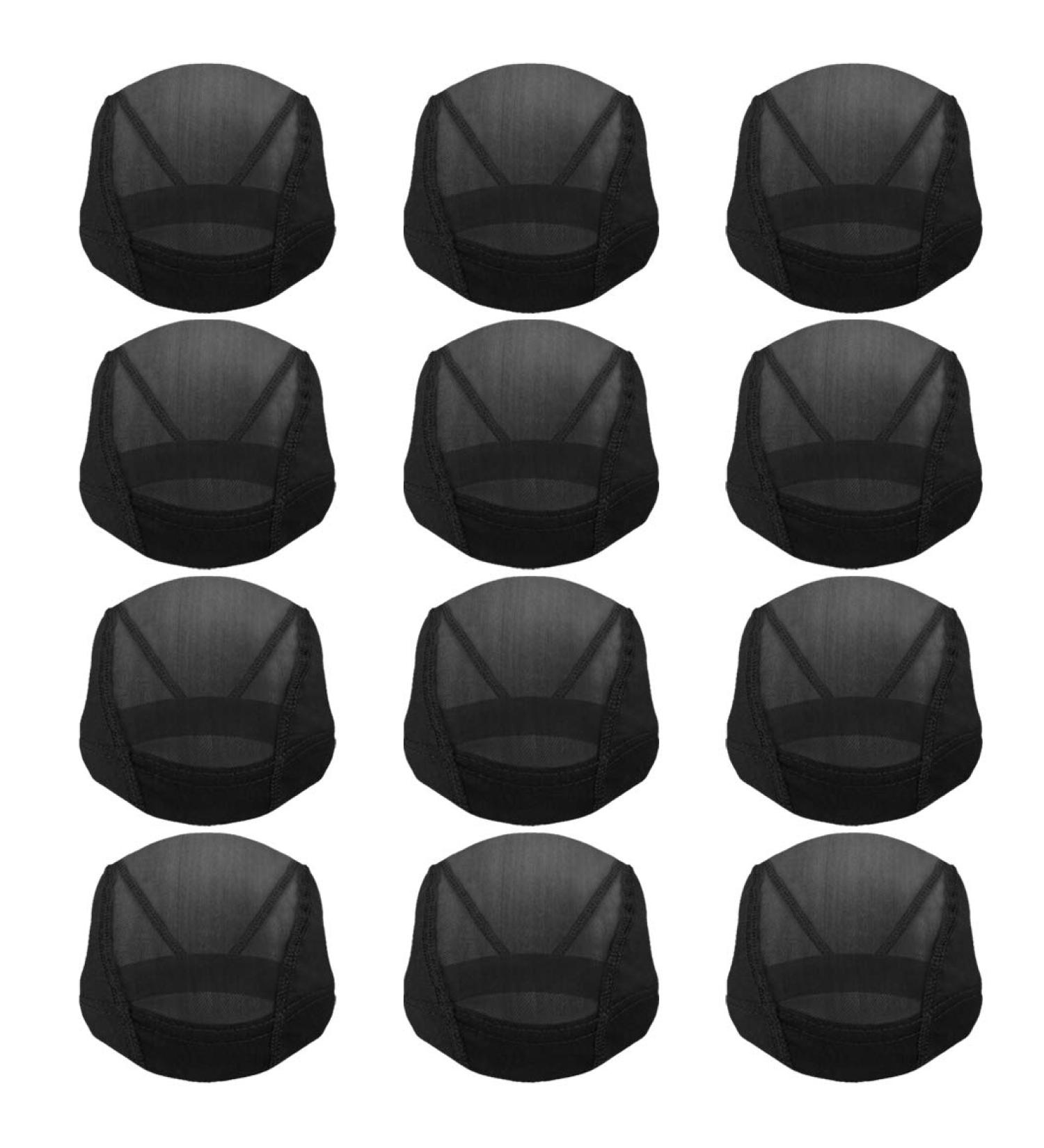 12pcs Black Dome Caps for Wig Making - Stretchable Spandex Mesh, Breathable Nylon Net - Men Women - Buy Online on GoSupps.com