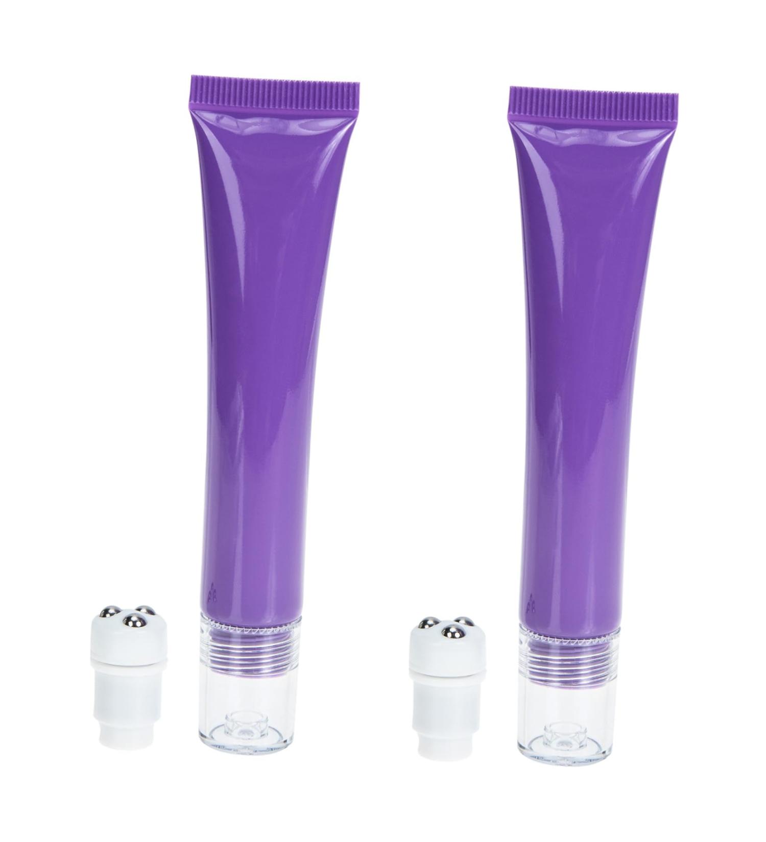 BiUdeco 2-Pack Violet Empty Roller Ball Bottles for Essential Oils & Lip Gloss - Travel Size 12.1x1.8cm Purple Plastic Holder - Buy Online on GoSupps.com