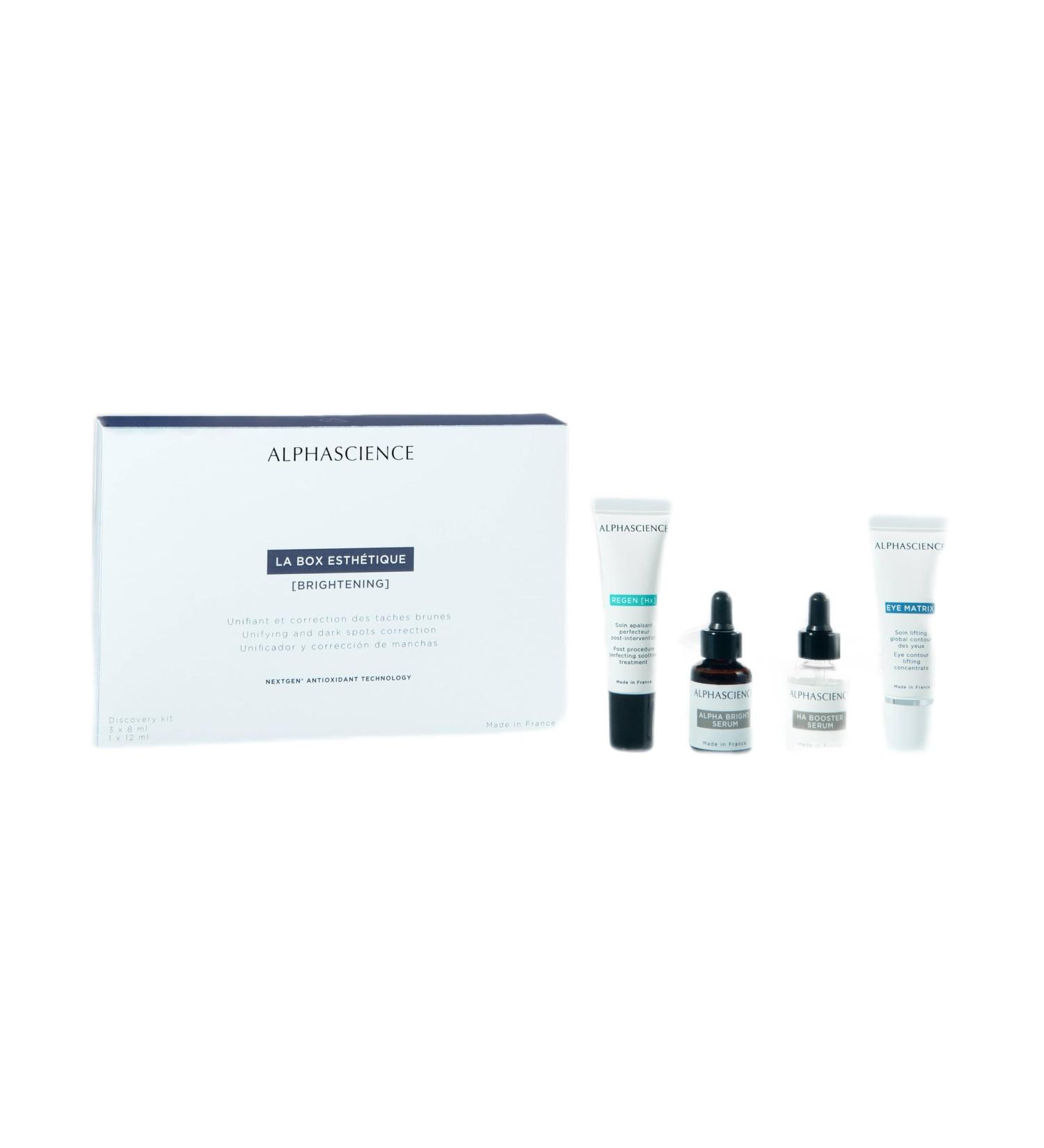 ALPHASCIENCE La Box Esthetique Discovery Kit - Brightening Serums for Even Complexion & Hydration - Alpha Bright Regen HX HA Booster Eye Matrix - Buy Online on GoSupps.com