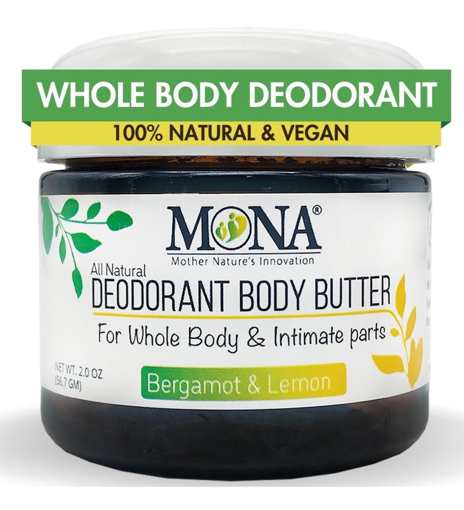 MONA All Natural Whole Body Deodorant Cream for Women & Men | For Private Parts | Aluminum & Baking Soda Free with Natural Fragrance | Bergamot & Lemon 2.0 oz (Pack of 1) Bergamot & Lemon 2 Ounce (Pack of 1) - Buy Online on GoSupps.com