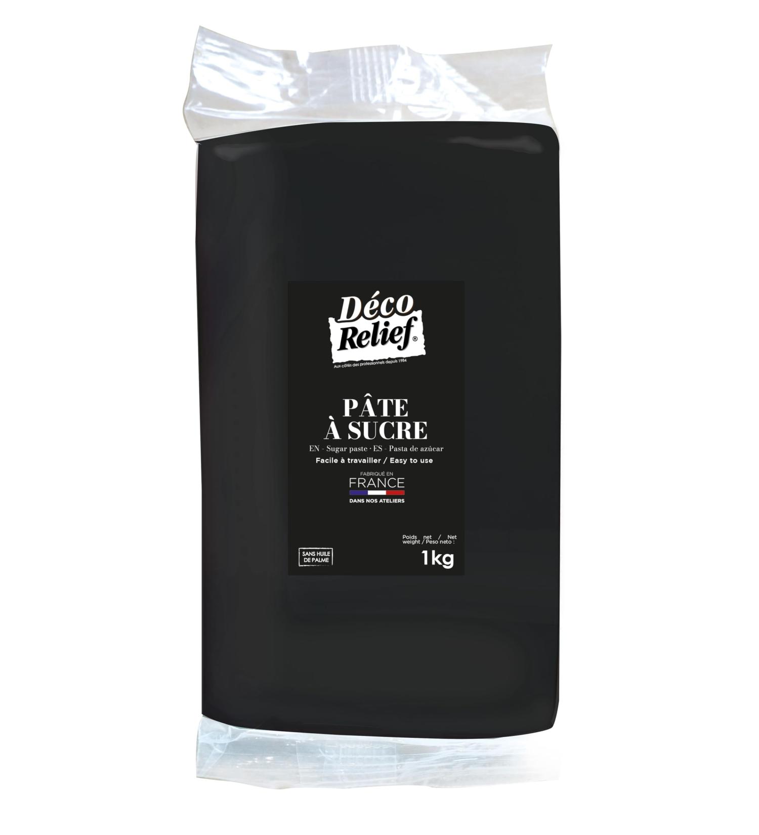 D co Relief - Black Sugar Paste 1 kg - Professional Sugar Paste for Cakes Pastries - Black - Made in France