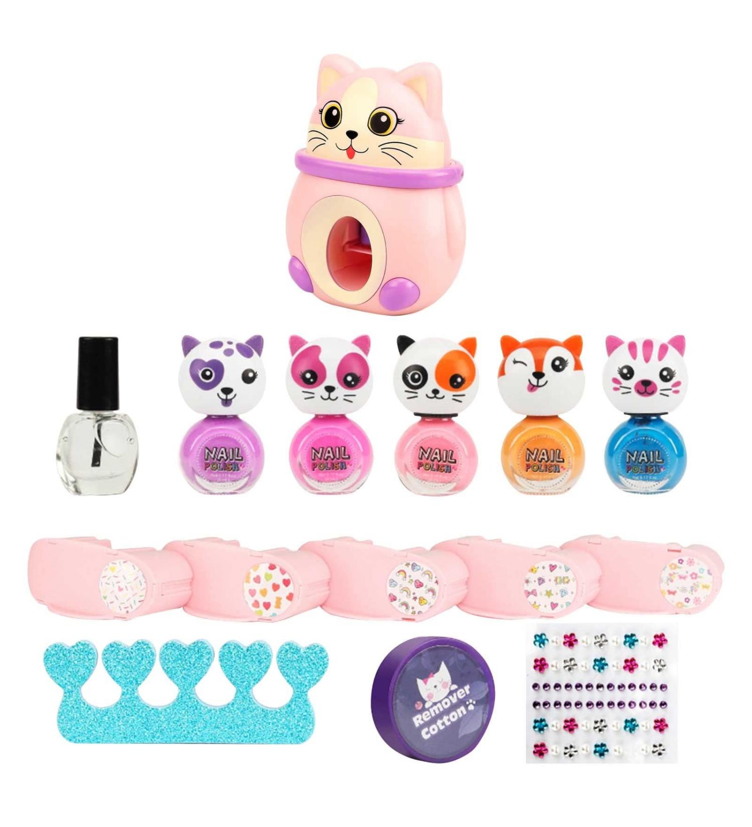 Kit For Girls Kids Nail Polish Set With Nail Dryer Sticky Cartoon Nail DIY Sticker Nail Studio Decoration Birthday Age 6 12 10ML Finger Nail Kids 028 (A One Size) One Size A - Buy Online on GoSupps.com