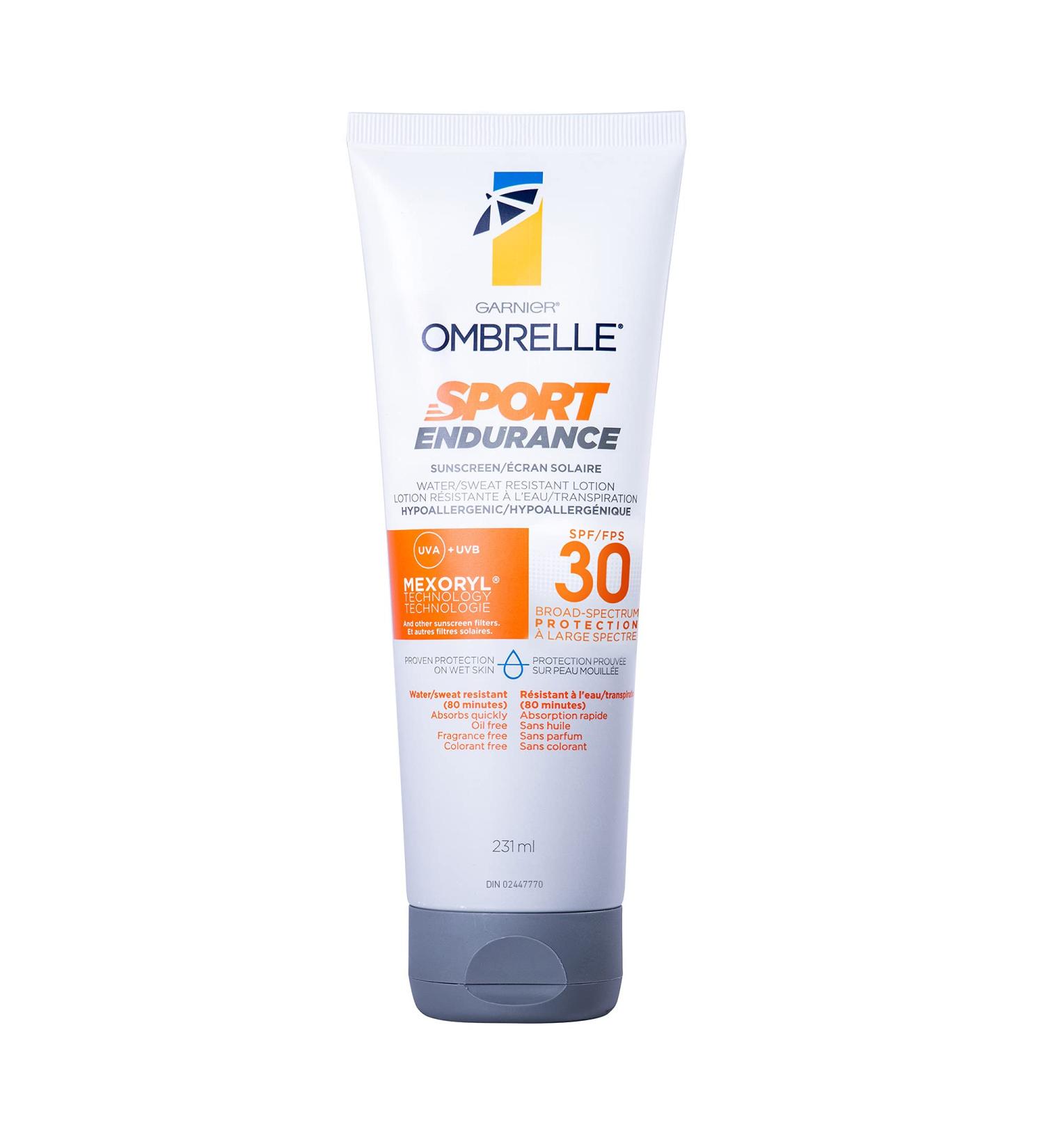 Buy Garnier Ombrelle Sport Sunscreen Lotion SPF 30 - Sweat & Water Resistant Hypoallergenic Fast Drying Oil & Fragrance Free - 231mL for International Shipping - Buy Online on GoSupps.com