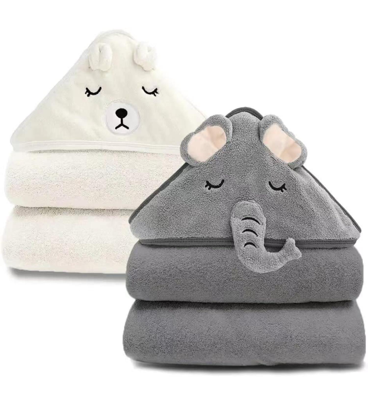 YECELINST 2 Pack Bamboo Hooded Baby Towel - Premium Soft Bath Towel for Newborns - Ultra Absorbent Natural Towel for Boys and Girls (Elephant Bird) - Buy Online on GoSupps.com