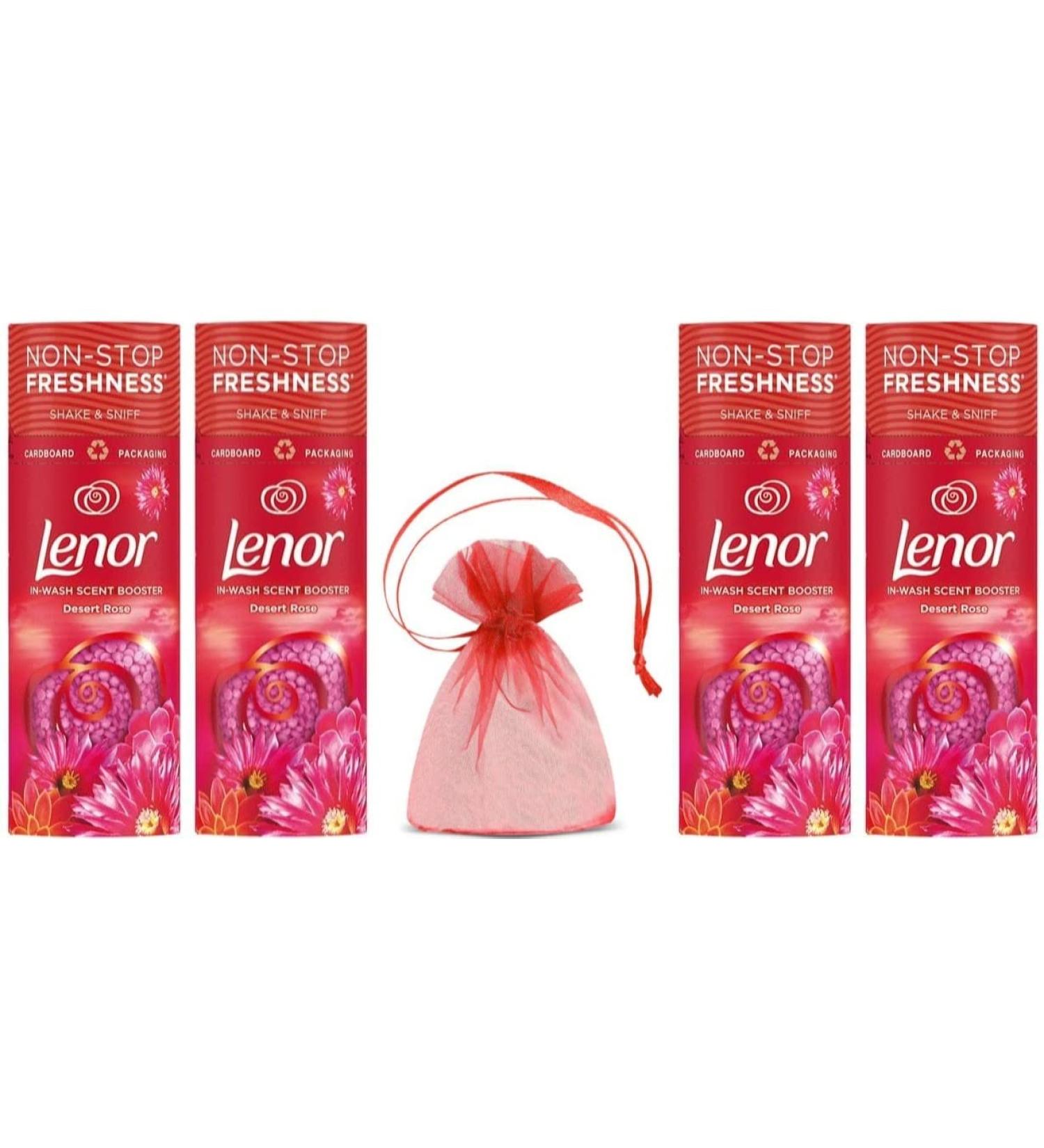 Lenor in-Wash Scent Booster Beads Laundry Perfume 176gr Desert Rose Scent 4Pk + Our Gift for You: Organza Small Bag Size: 9x7x0.1cm - Buy Online on GoSupps.com