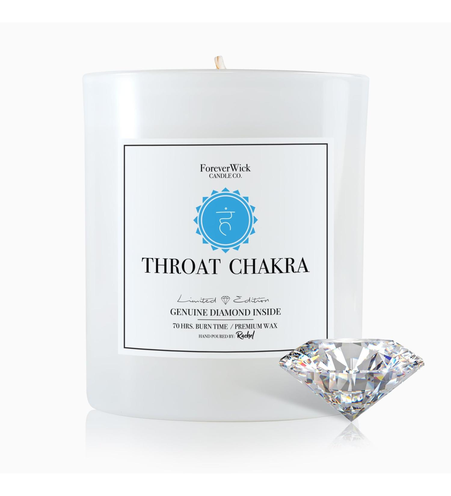 Foreverwick Throat Chakra Candle | Aromatherapy Soy Wax Candle with Rock Quartz Crystals | Bergamot Scented | 14 oz Organic & Zinc Free Wick - Buy Online on GoSupps.com