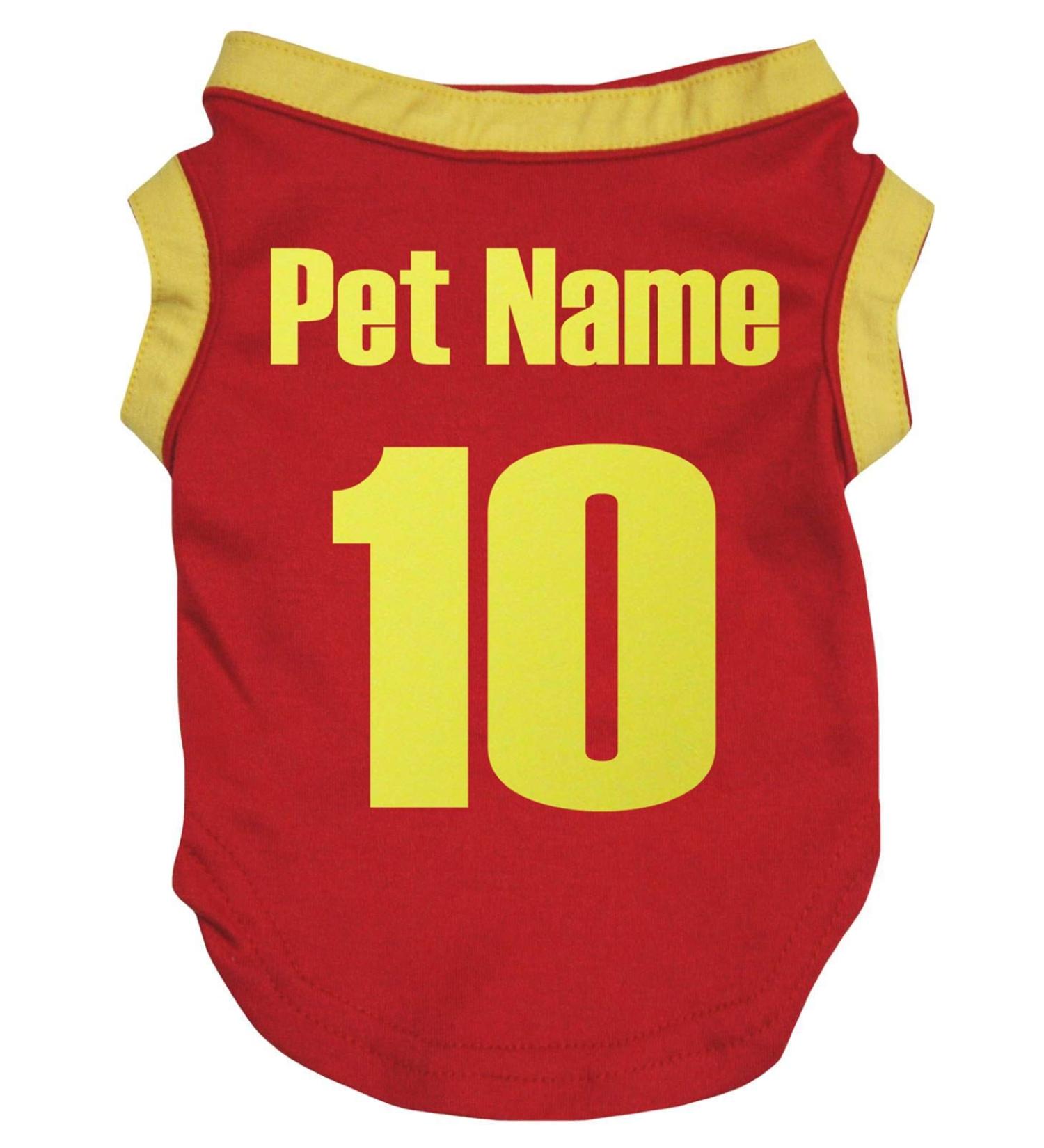 Petitebelle Puppy Clothes Dogs National 10 Cotton Jersey Customizable Red Medium