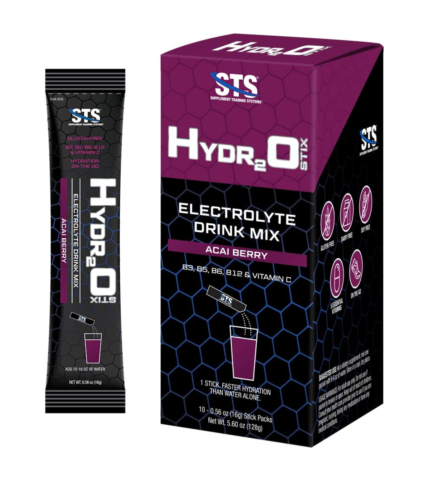 STS Hydro Stix Acai Berry Electrolyte Powder Packets - 10 Single Serve (16g) | Hydration Boost for International Shipping - Buy Online on GoSupps.com