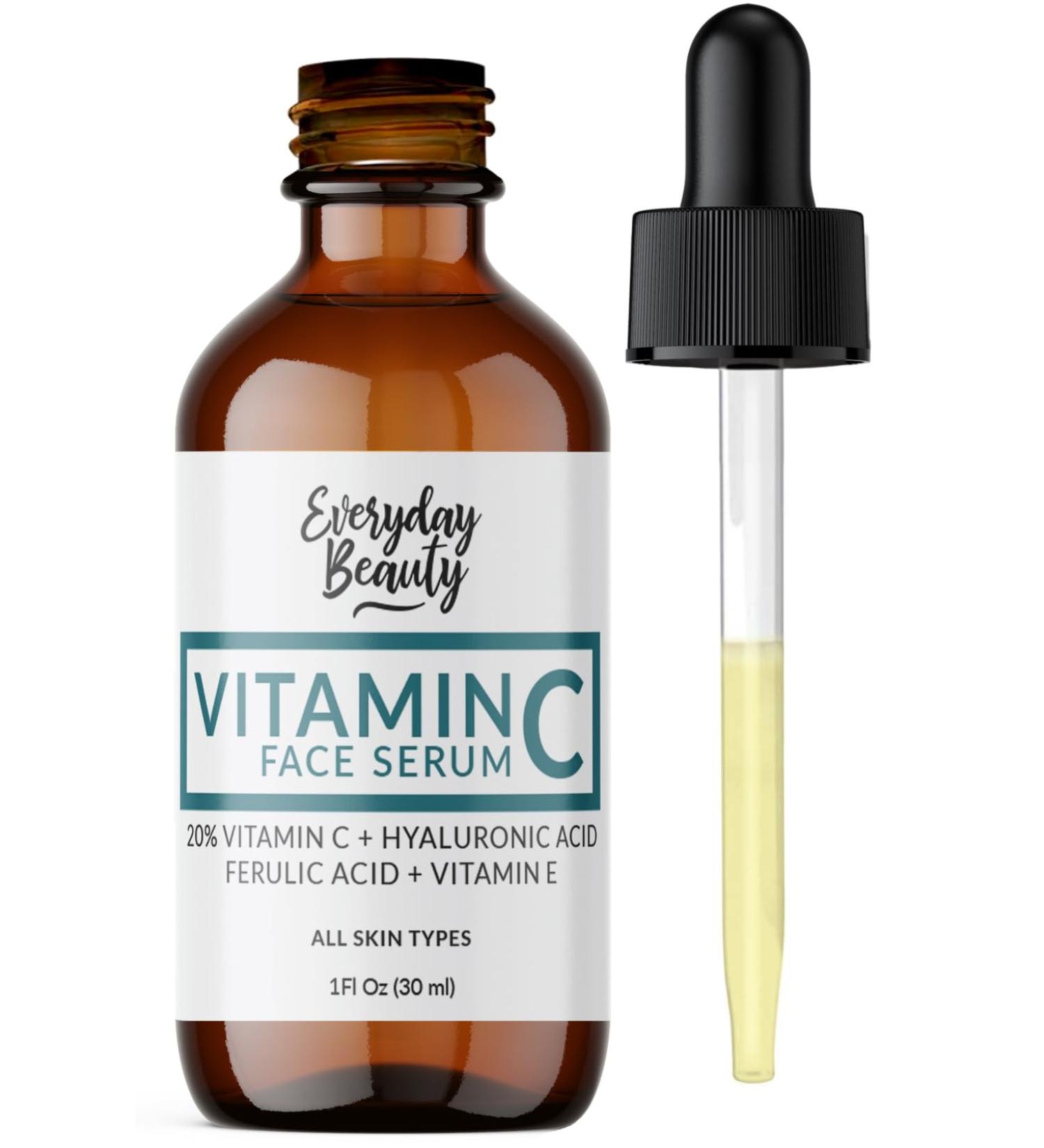 Vitamin C Serum for Face - Anti-Aging Skin Brightening with 20% Vitamin C Hyaluronic Acid Vitamin E & Ferulic Acid - 1 Fl Oz - Buy Online on GoSupps.com