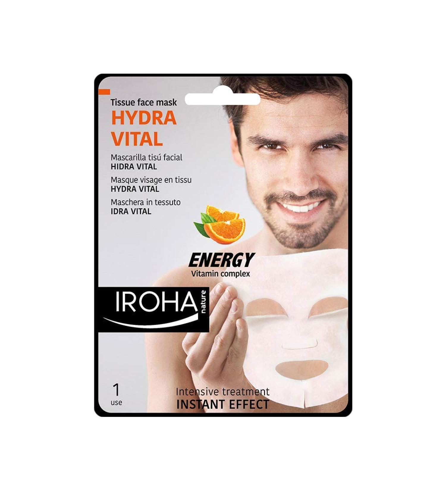  IROHA NATURE Iroha Nature - Hydra Vital Tissue Face Mask for Men with Vitamin C 1 Unit | Vitamin Complex Moisturizing Mask for Men | Anti-Fatigue Mask - Buy Online on GoSupps.com