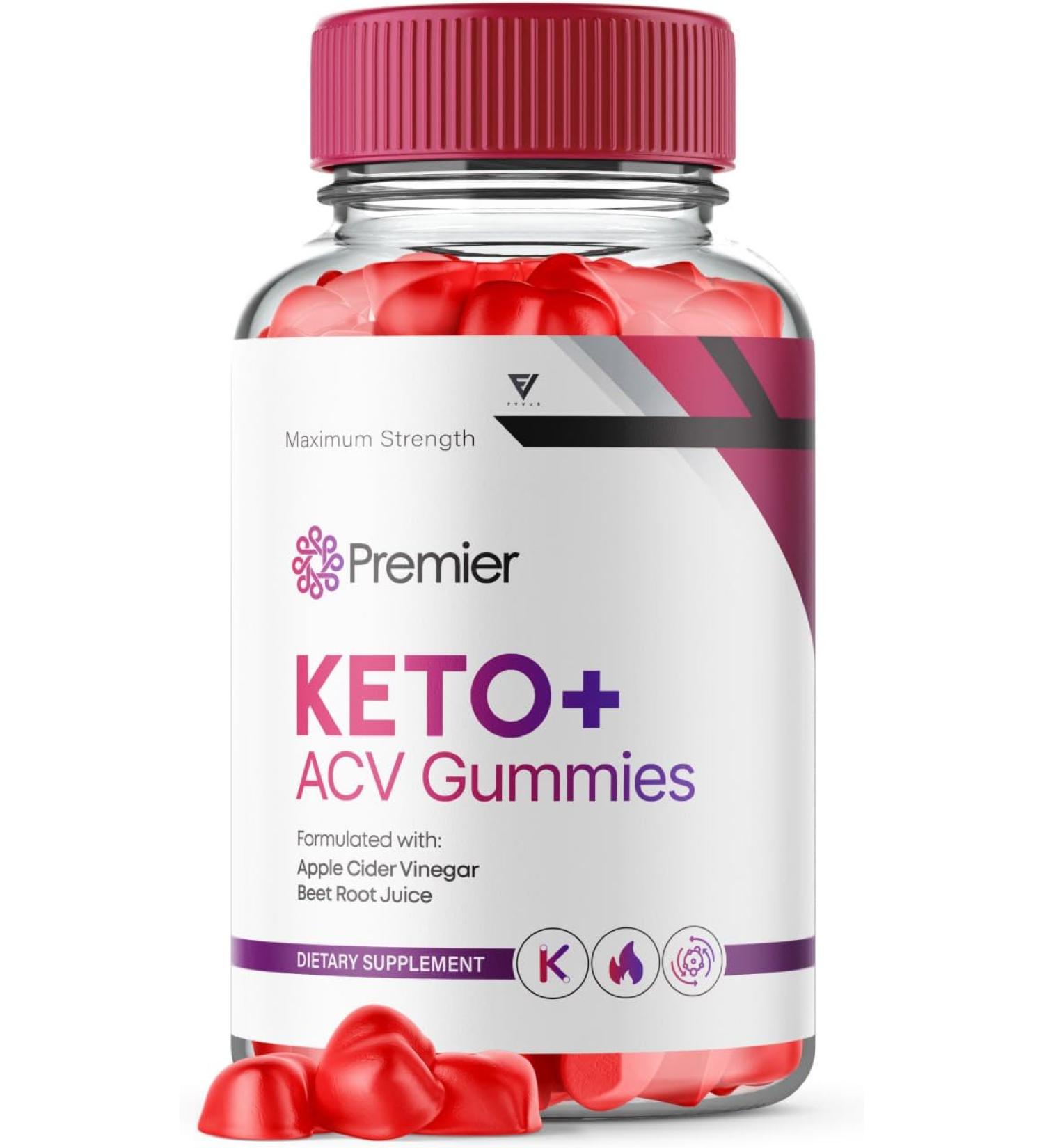 Premier Keto ACV Gummies - Advanced Weight Loss with 1000MG Apple Cider Vinegar Vitamin B12 & Folate (60 Gummies - Buy Online on GoSupps.com