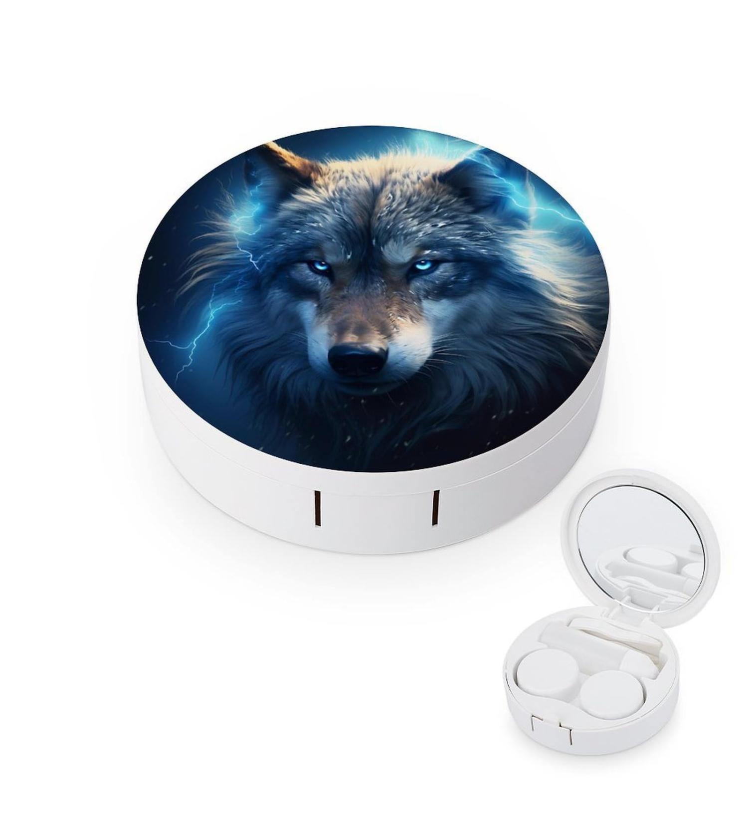 Thunder Wolf Contact Lens Case with Mirror - Portable Cute Eye Contact Lens Box Travel Kit for International Shipping - Buy Online on GoSupps.com
