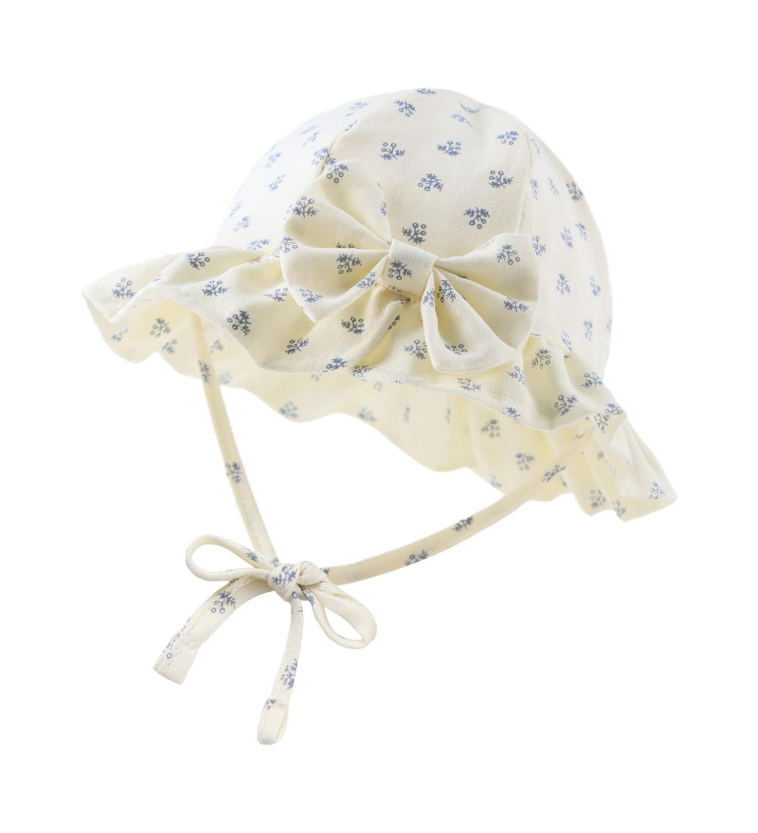 XIAOHAWANG Baby Girl Sun Hat | Embroidered Flowers Toddler Bucket Hat for Infant Girls 6-12 Months - Beige Flower - Buy Online on GoSupps.com
