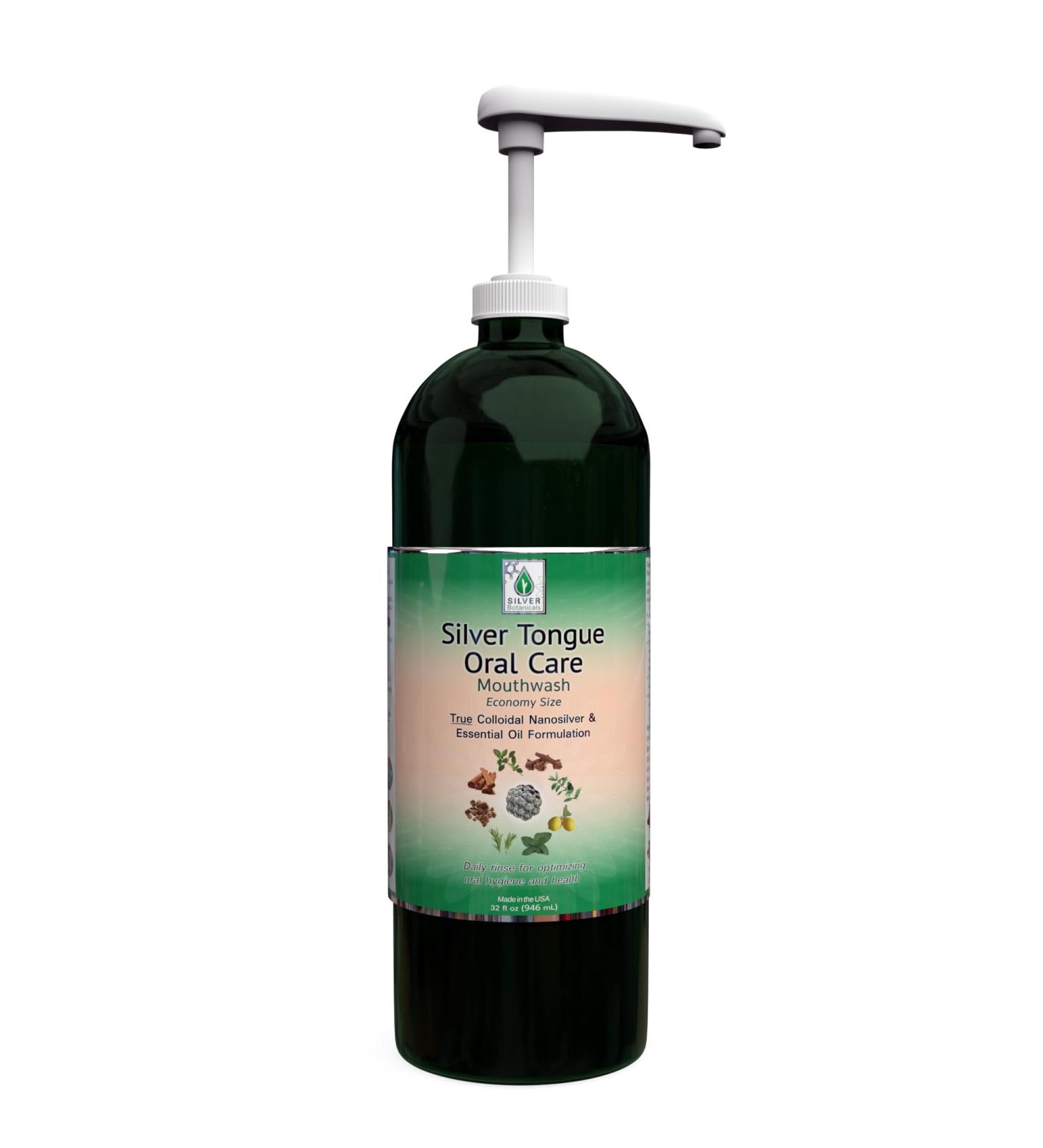Silver Tongue Oral Care - All Natural Colloidal Silver Mouthwash 32 oz. with Pump