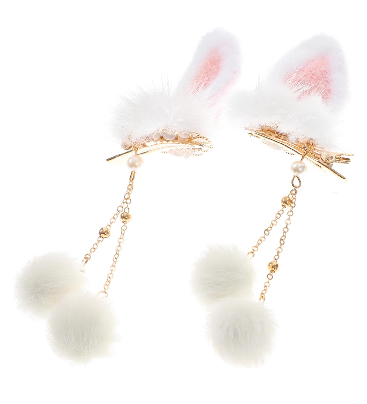 Beaupretty 1 Pair Bunny Ear Hair Clip Girls Tassel Hairpin Hair Accessories Hairpin for Girls Kids Tassel Hair Clips Bunny Ear Hairpin Women Tassel Hair Clip Hairy Child Plush Rabbit - Buy Online on GoSupps.com