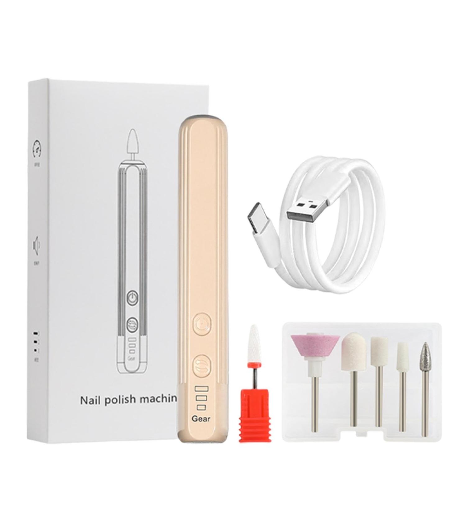 Neamou Electric Nail Drill Kit | Electric Nail File Set Compact Portable Design Electric Filer Hand Foot Care Tool for Nail Grind Khaki English Version - Buy Online on GoSupps.com