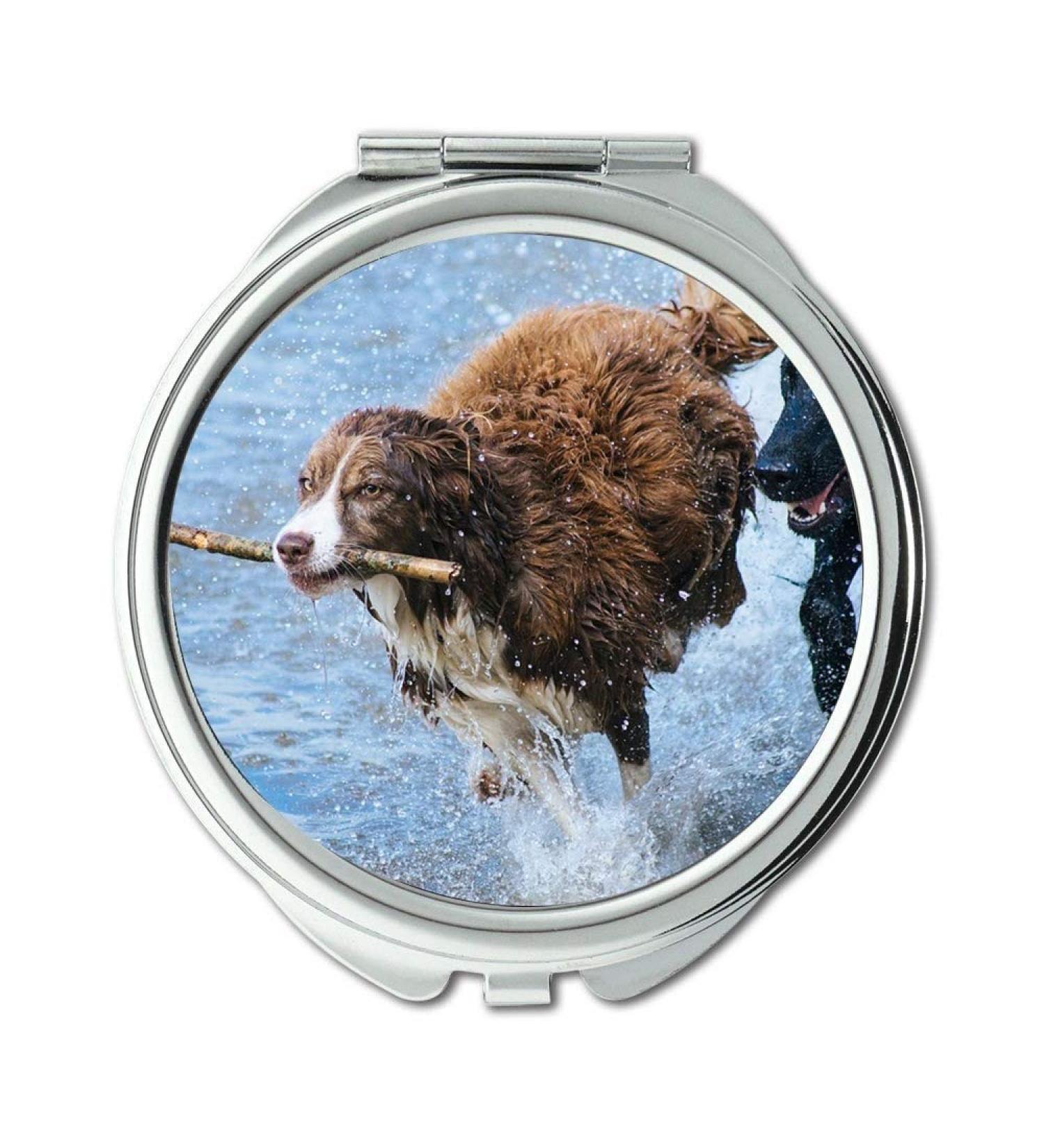 YENDOSTEEN Mirror Travel Mirror Dogs Playing Fun Water Stick Jumping Splashing Pocket Mirror portable mirror - Buy Online on GoSupps.com
