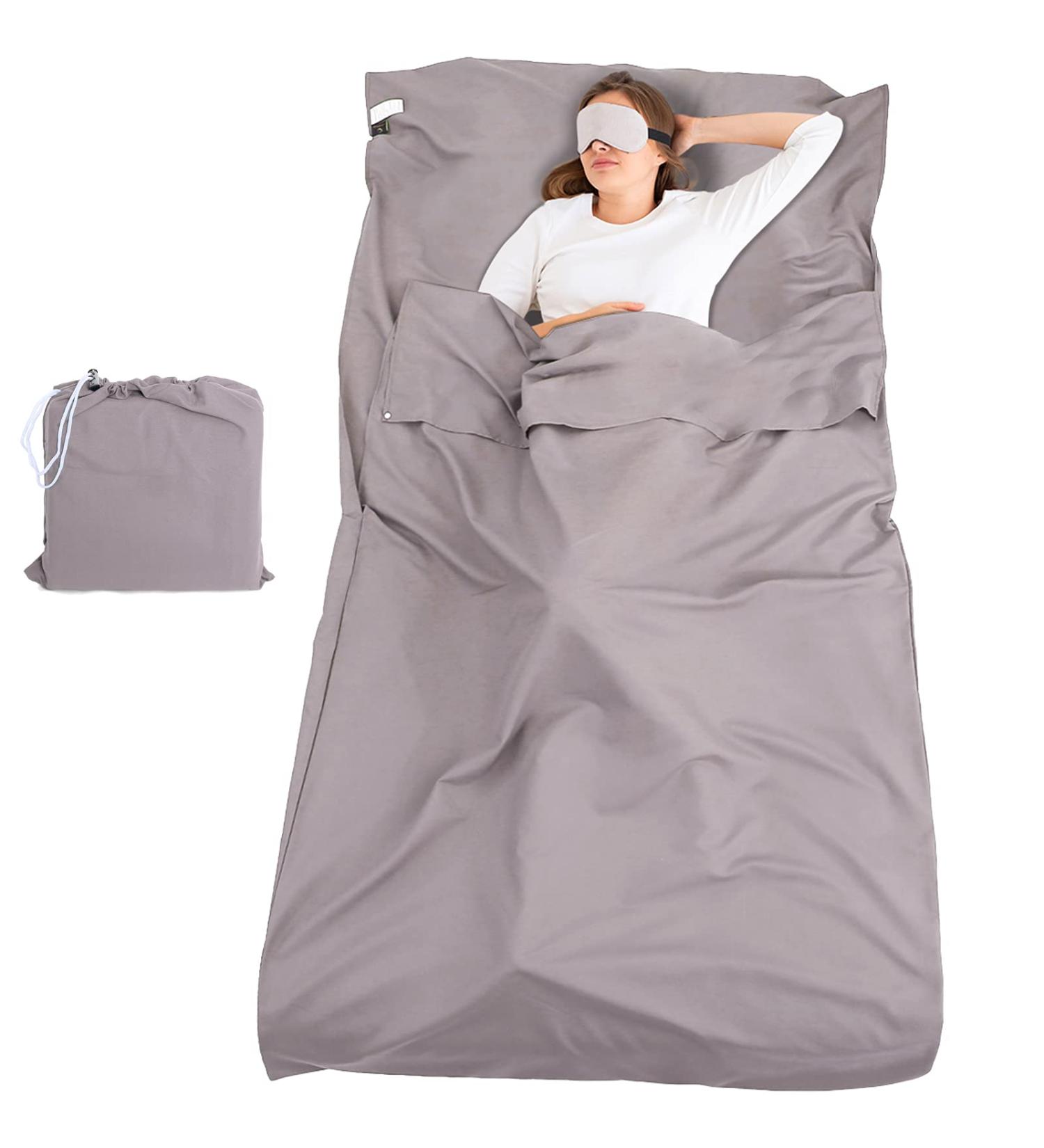 Lightweight Gray Camping Sheet & Sleeping Bag Liner | Travel Sleep Sack for Adults - 45 x 82.7 inch - Buy Online on GoSupps.com