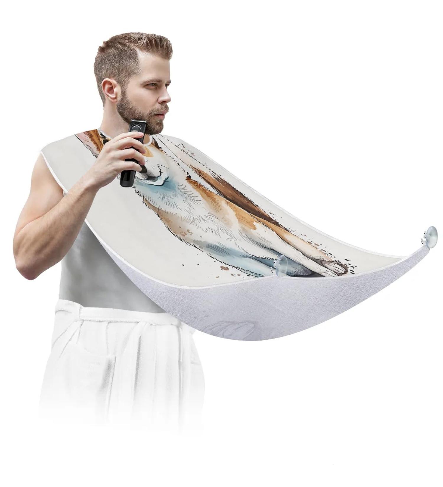 Buy Beard Bib Apron & Hair Catcher for Men | Non-Stick Waterproof Grooming Cape with Cute Cartoon Dog Pattern - International Shipping Available - Buy Online on GoSupps.com