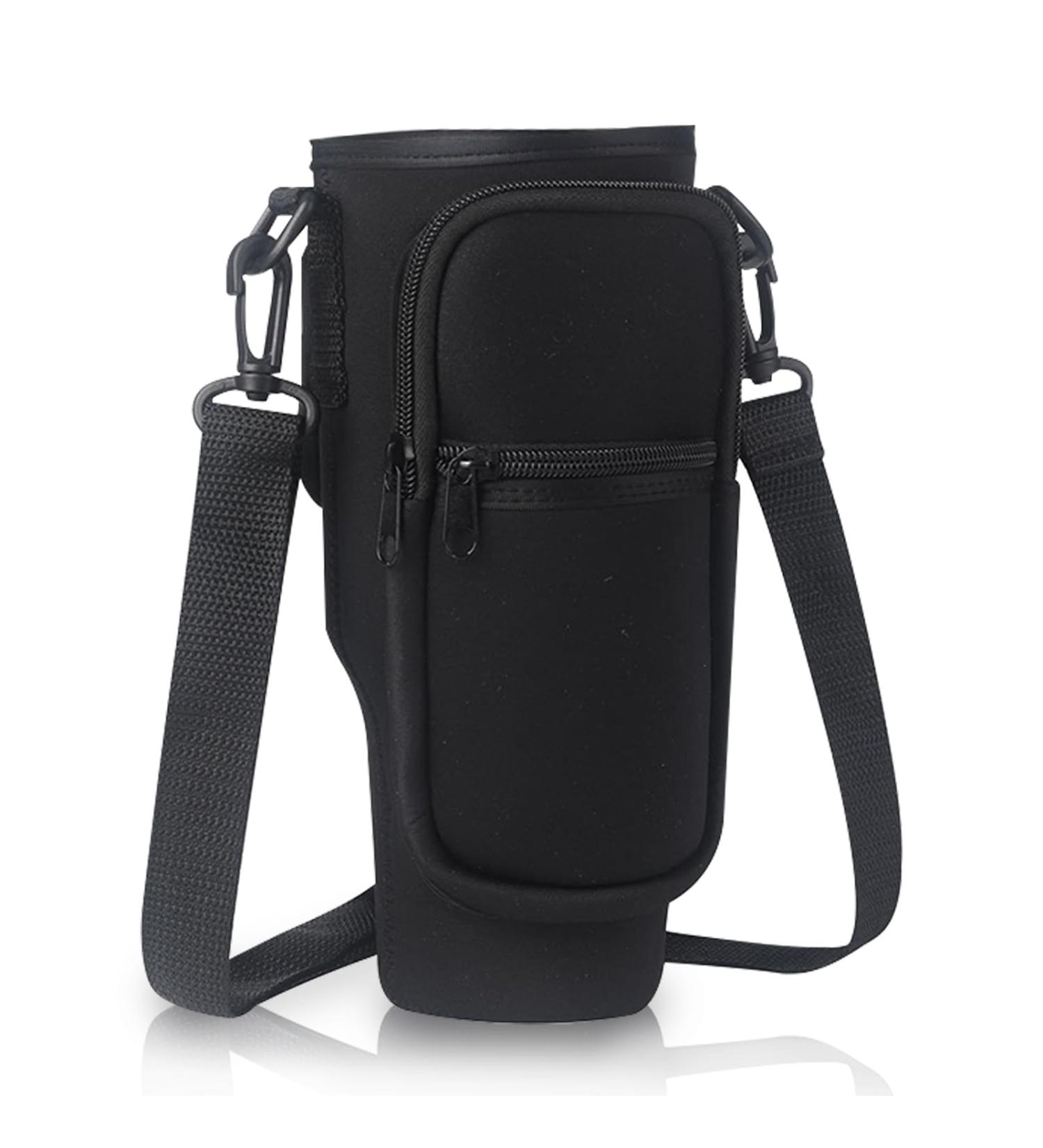 Multivalue Water Bottle Holder for Stanley Cup - Chic Tote with Strap & Phone Bag | Fits 40oz Tumbler - Ideal for Hiking (Black) - Buy Online on GoSupps.com
