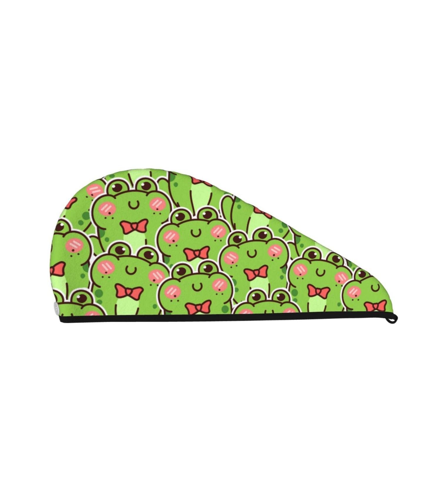 Buy Cute Green Frog Microfiber Hair Towel - Soft Super Absorbent Quick Dry Wrap for Long Curly & Thick Hair - Buy Online on GoSupps.com