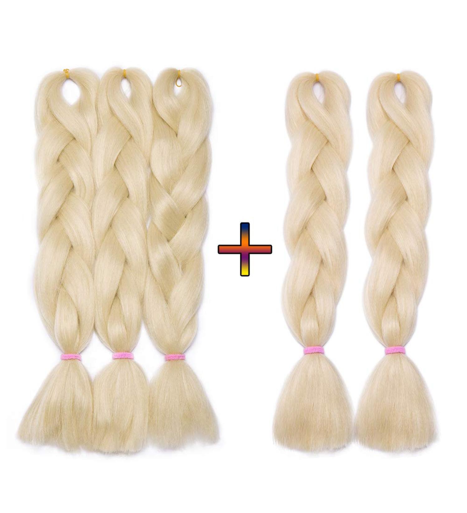 Silk-Co 60cm Braids Extensions - KanCalon Kunsthaar for Jumbo Box Braids & Twist - 5 Pieces Bleich Blonde Crochet Hair - Buy Online on GoSupps.com