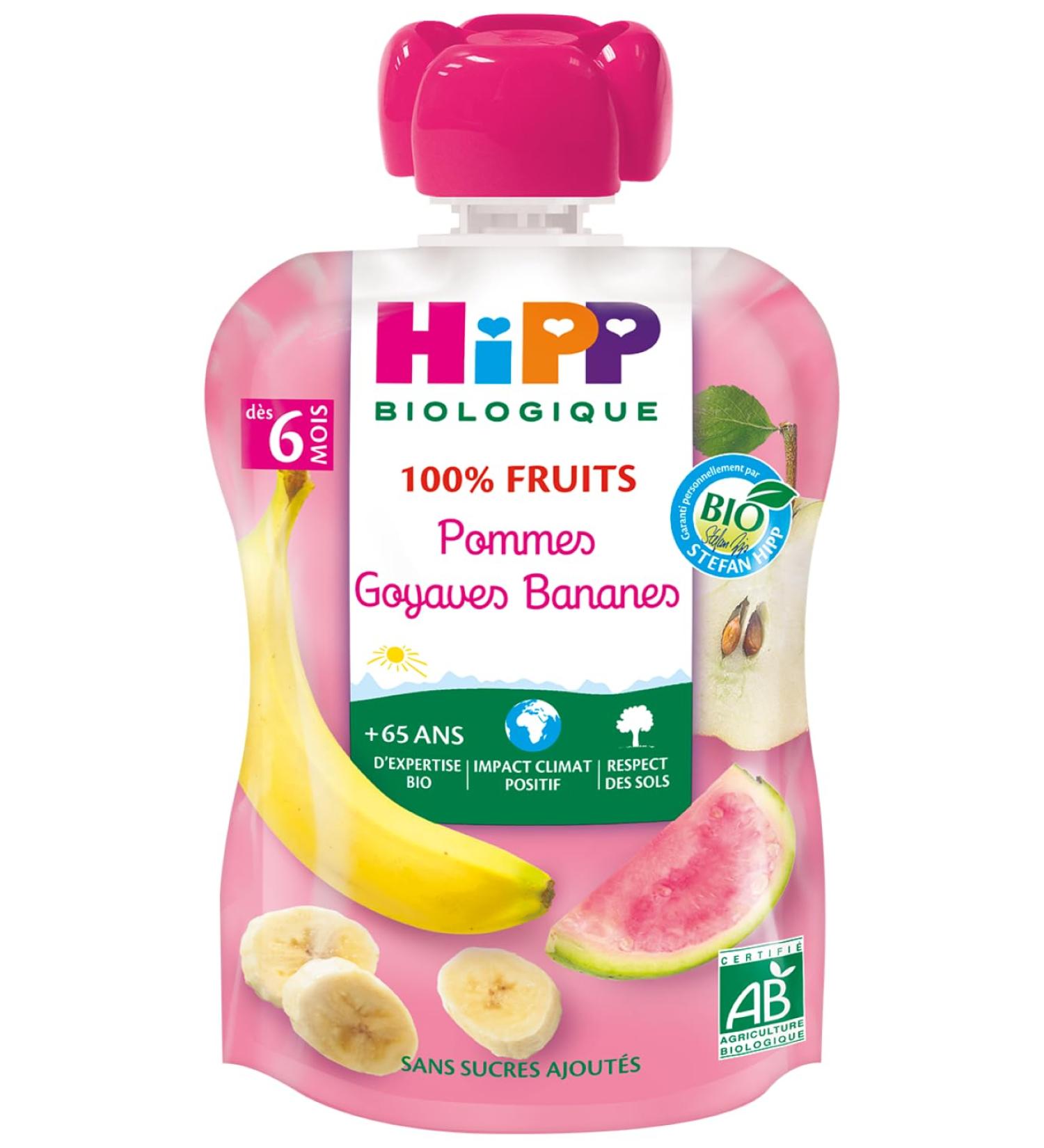 Hipp organic drinking bottle 100 fruit apple Goyave bananas + 6 m 90 g